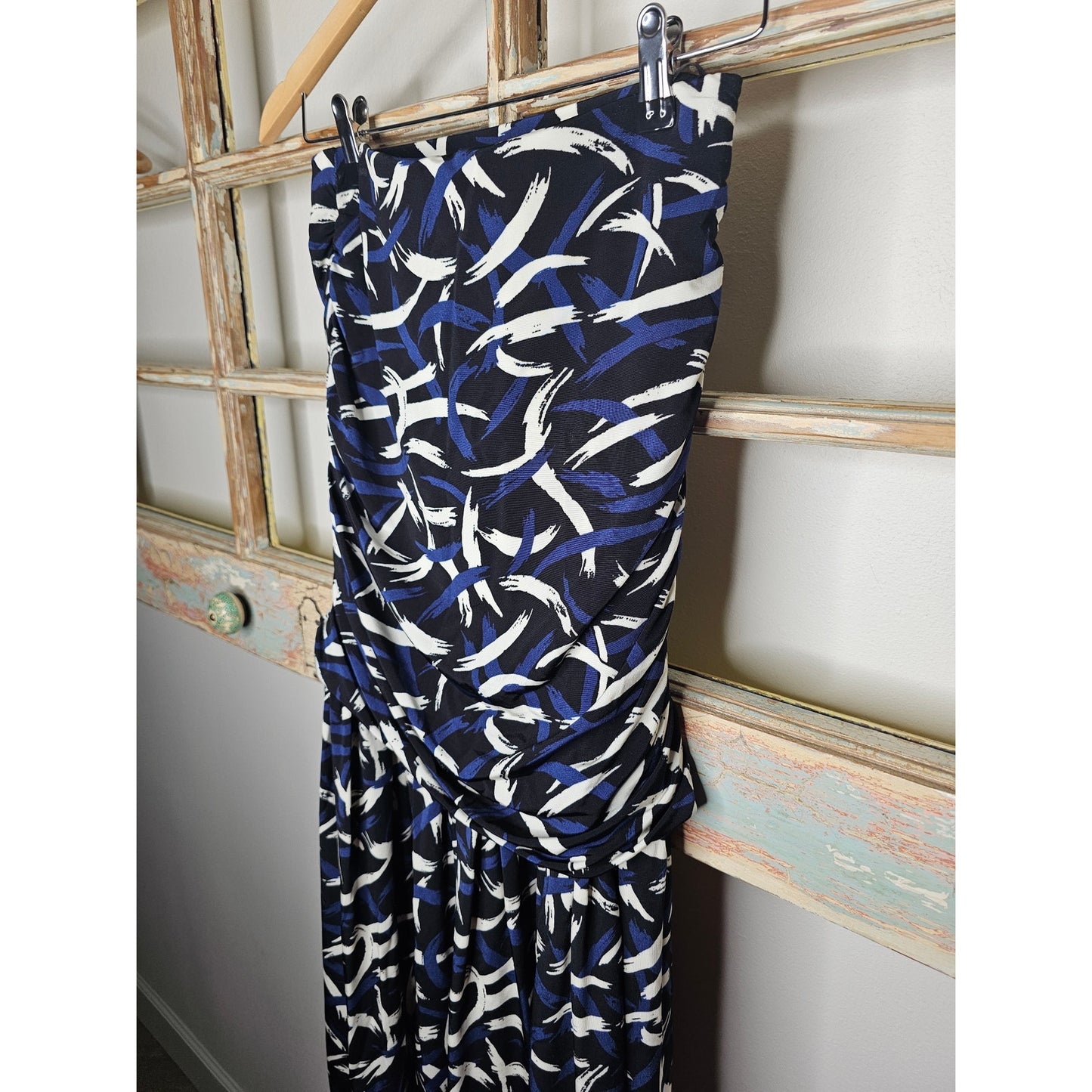 NWT Missoni Collection Black/Blue/White Strapless tube Knit Ruched Dress Size Medium