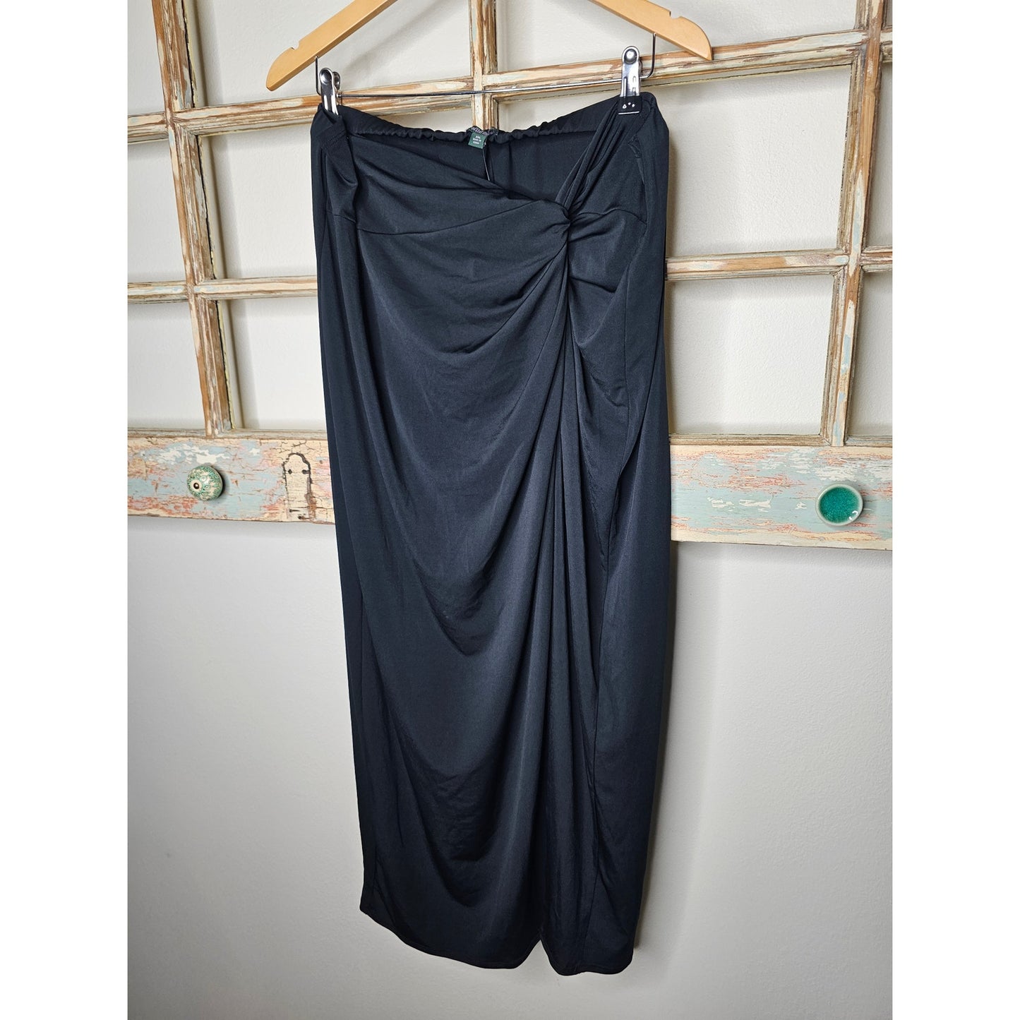 NWOT Black Knot Tied Maxi Skirt With Open Slit on Side Wild Fable Size XXL