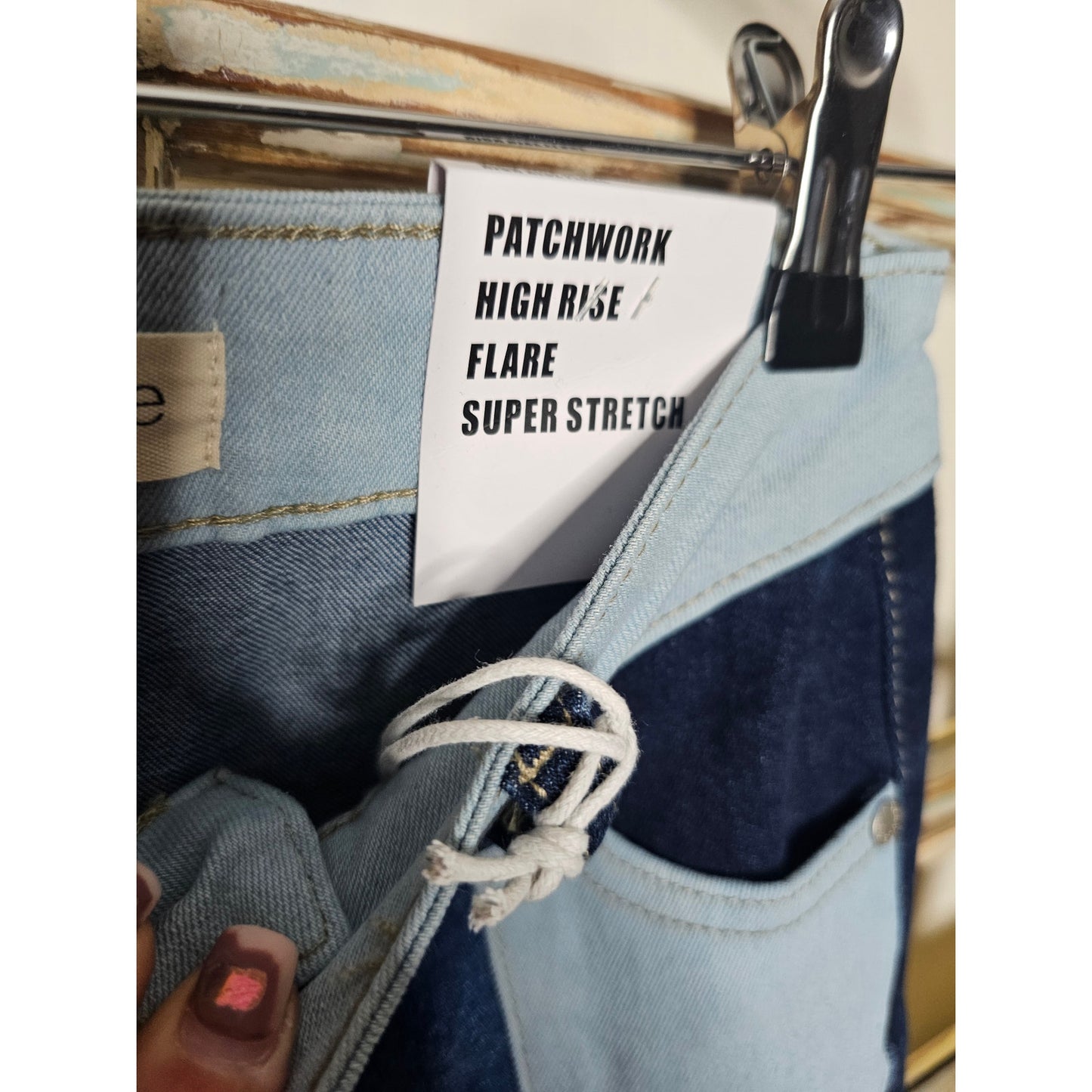 NWT Blue Turtle Patchwork 60's Vibe High Rise Stretch jeans Size 3
