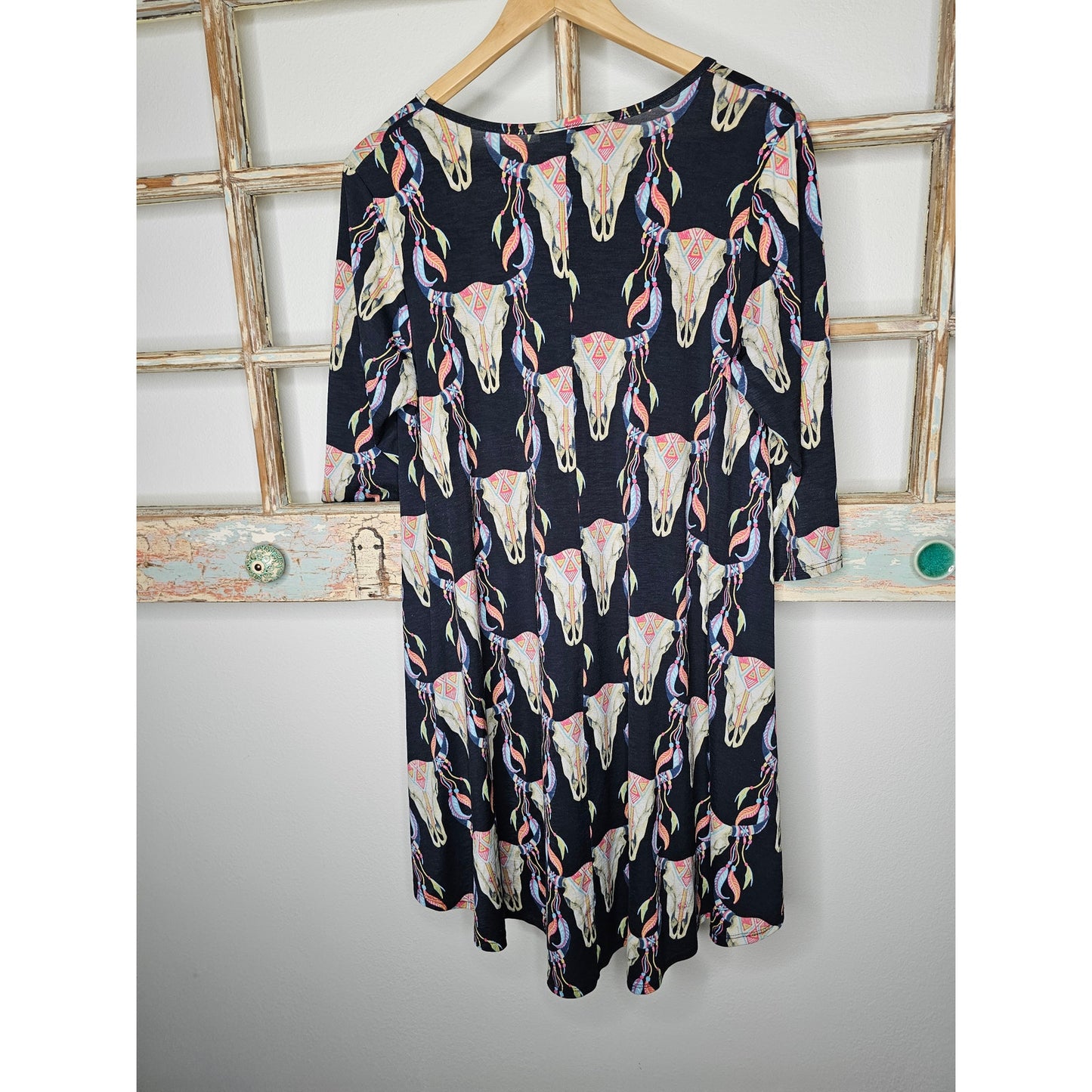 L & B Black Boutique Wester Steer Dress Pockets Ladies Size Medium