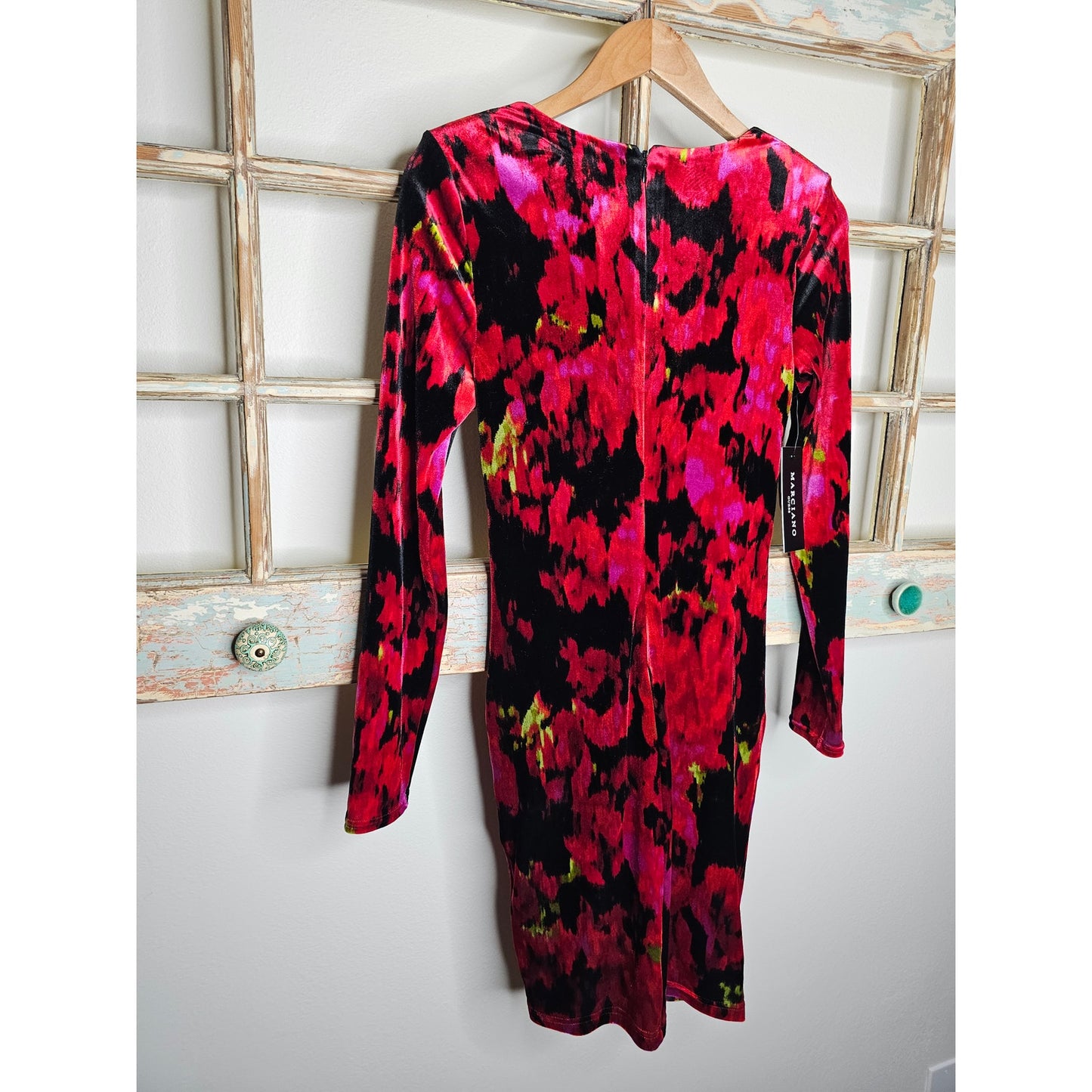 NWT Marciano Red Rhapsody Velour Dress Ladies Size Small