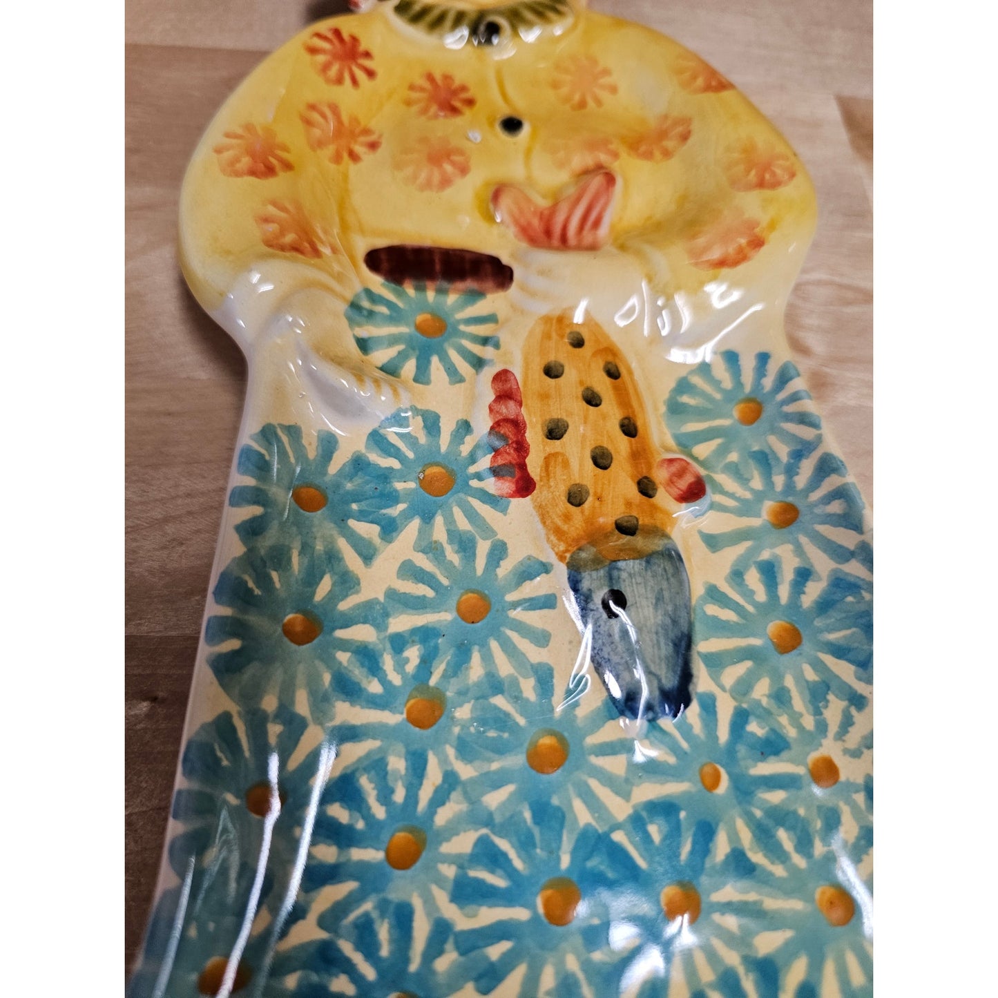 Vintage Ceramic Italian Spoon Rest/ Wall Hanging Italian Woman with Fish