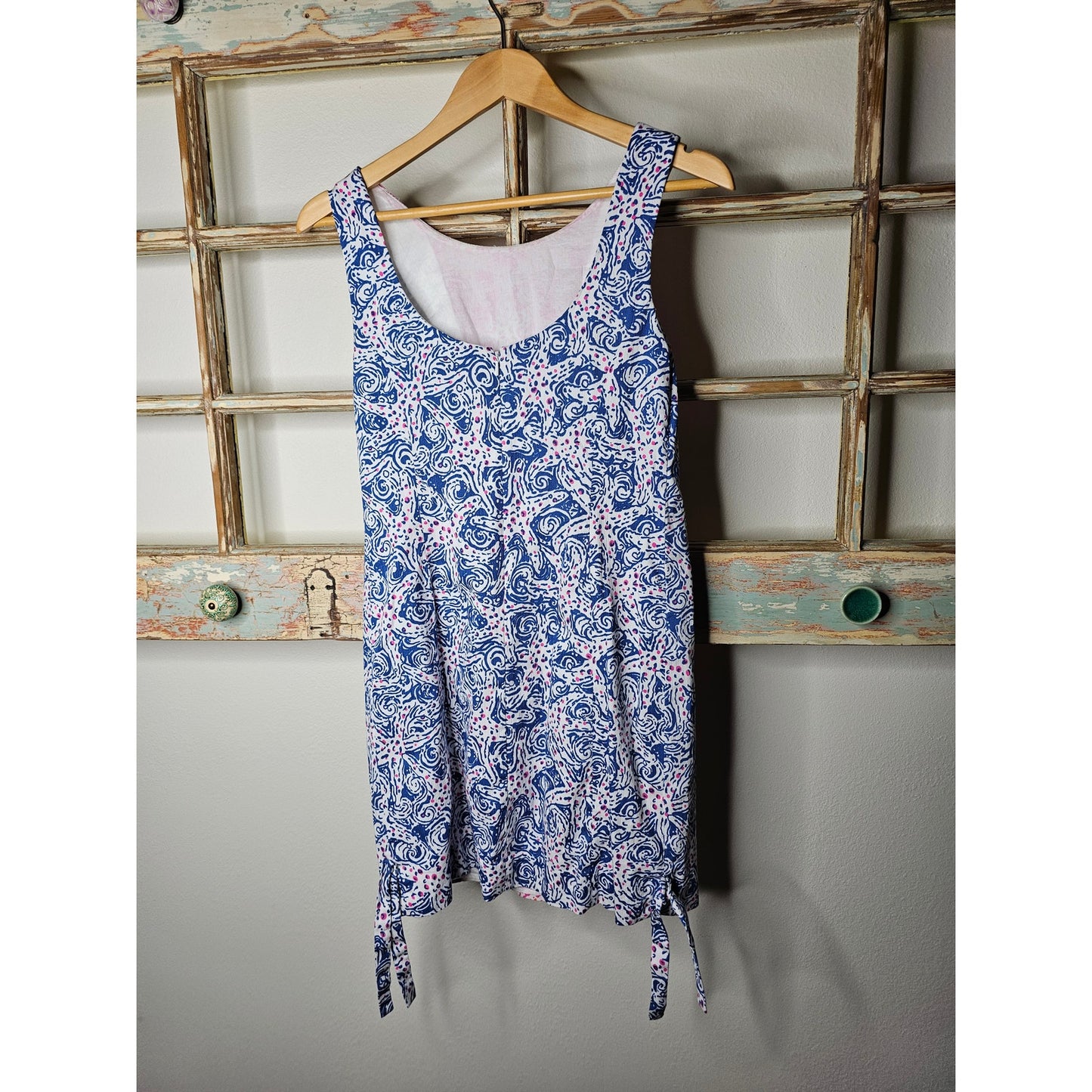 Lilly Pulitzer Starfish Pink, Blue & White Shift Dress Ladies Size 2