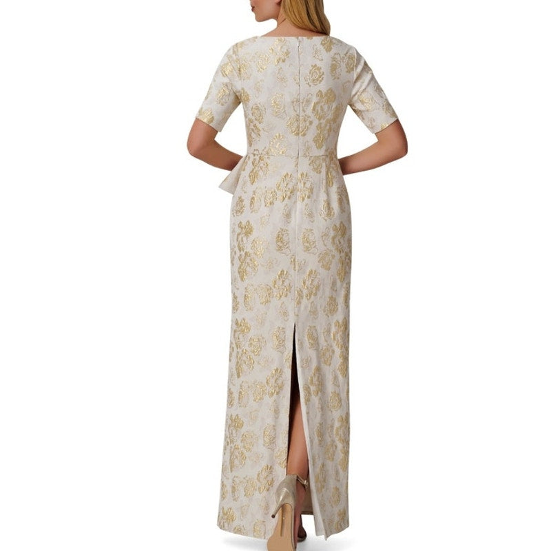 NWT Aidan Mattox Draped Jacquard column Gown Dressladies size 6