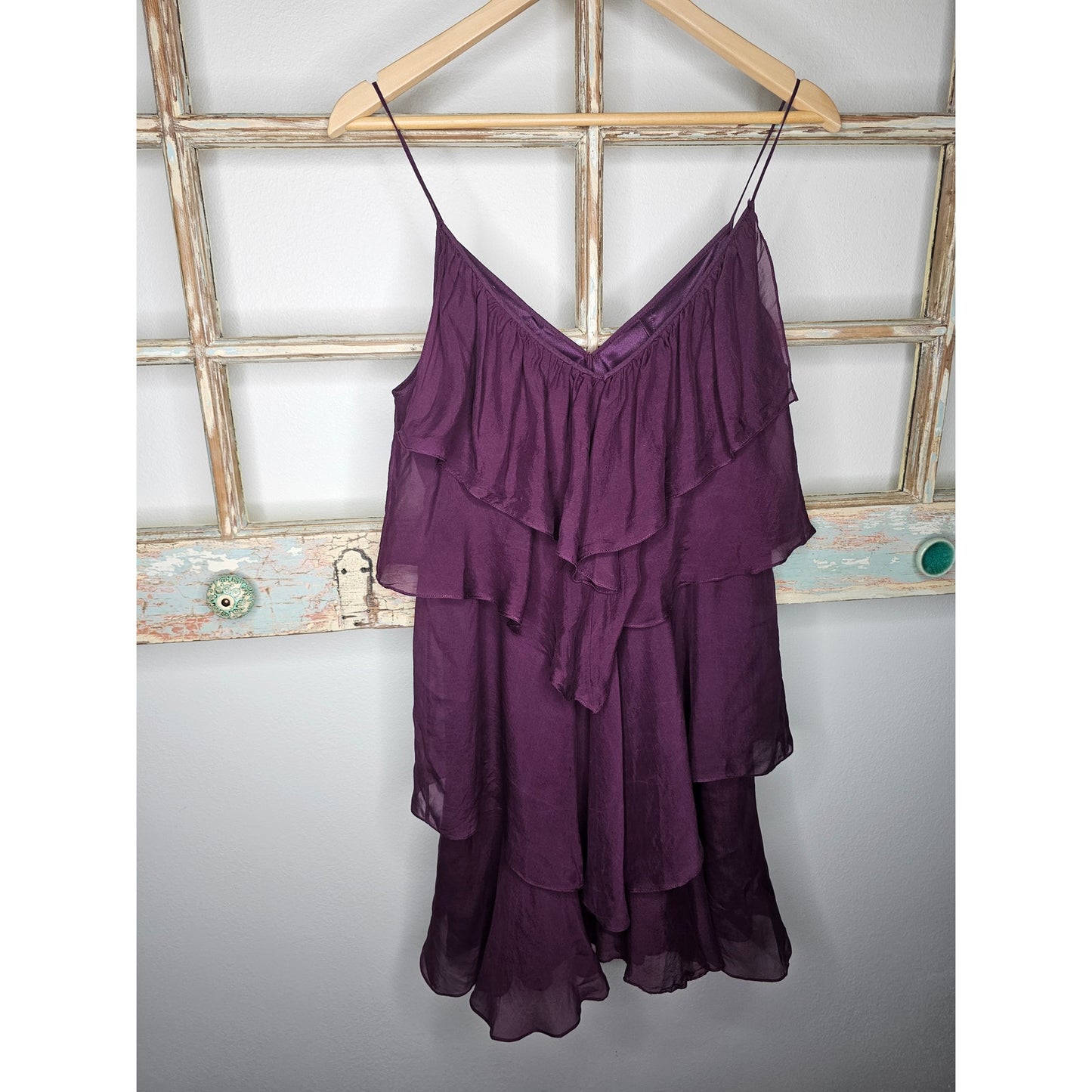 Rebecca Taylor Lined 100% Silk Spaghetti Strap Tiered Dress Size 6