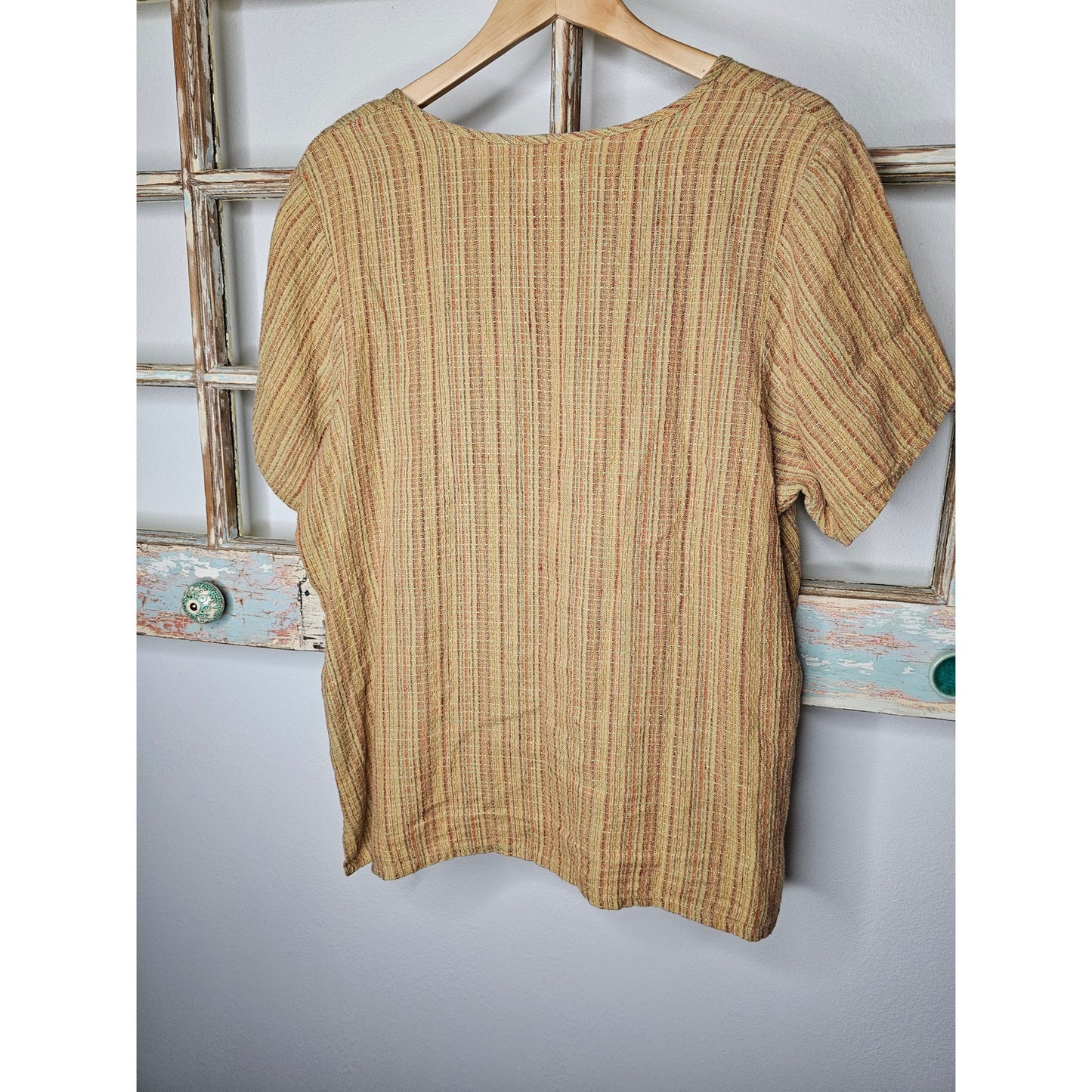 FLAX Linen Short Sleeve Tunic Boat Neckline Top Ladies Size Small