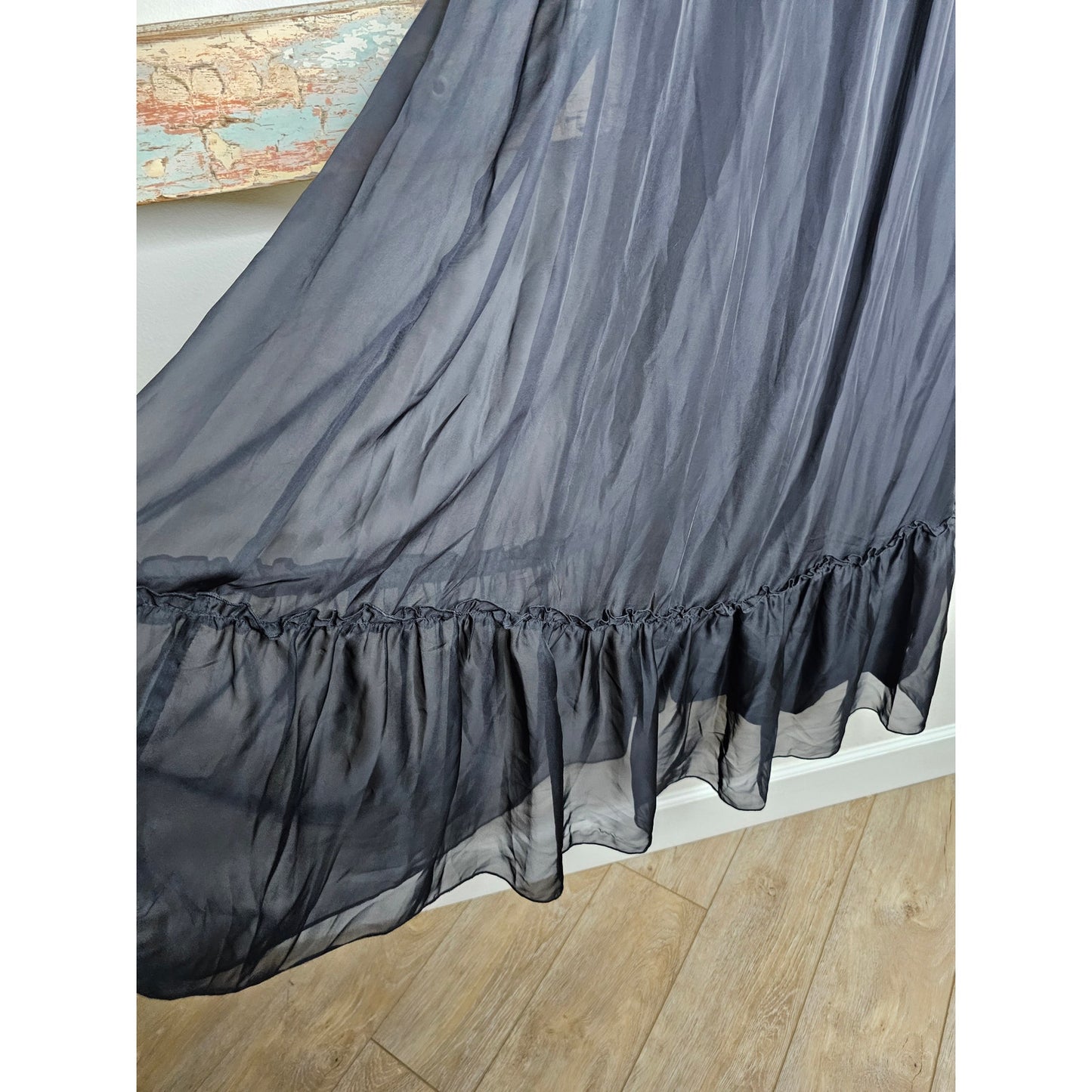 NWT APART Black Sleeveless Dress slip dress with Sheer overlay Size 8