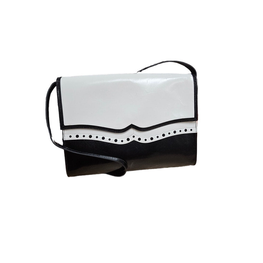 HOBO International Black & White Wing Tip Leather Envelope bag with strap