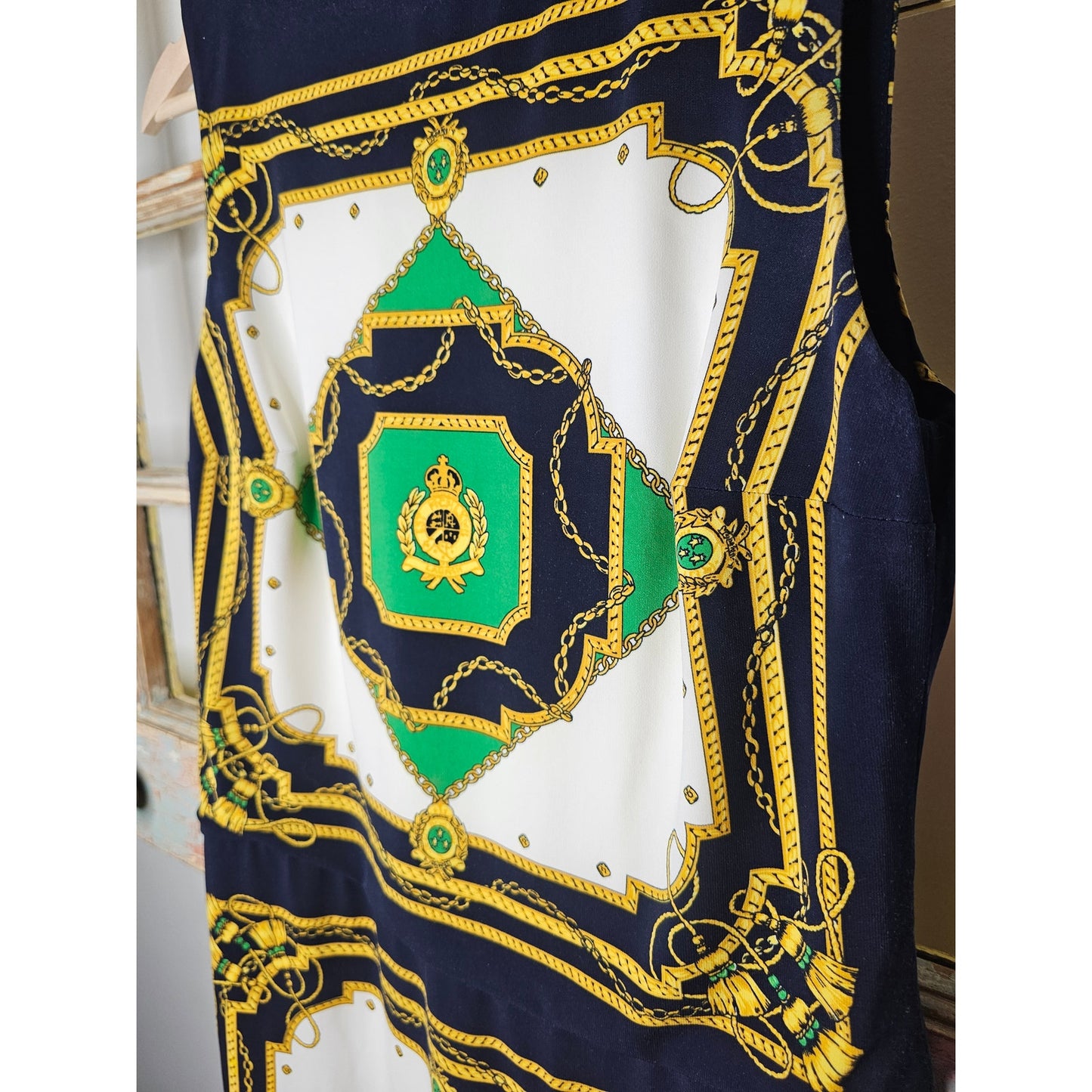 Ralph Lauren Equestrian Baroque Scarf Sleeveless Dress Ladies size 8P
