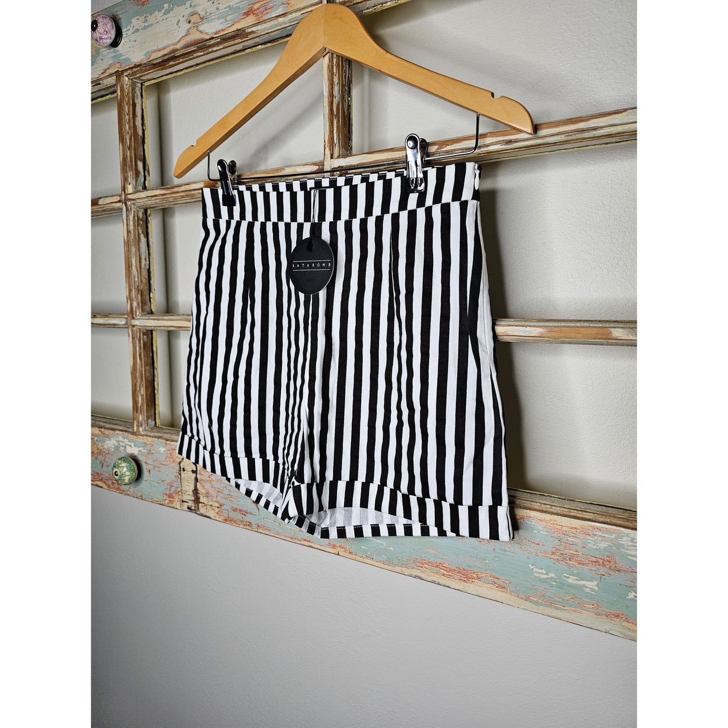NWT Katakomb 50s Connie Striped Shorts in Black/White Size XS