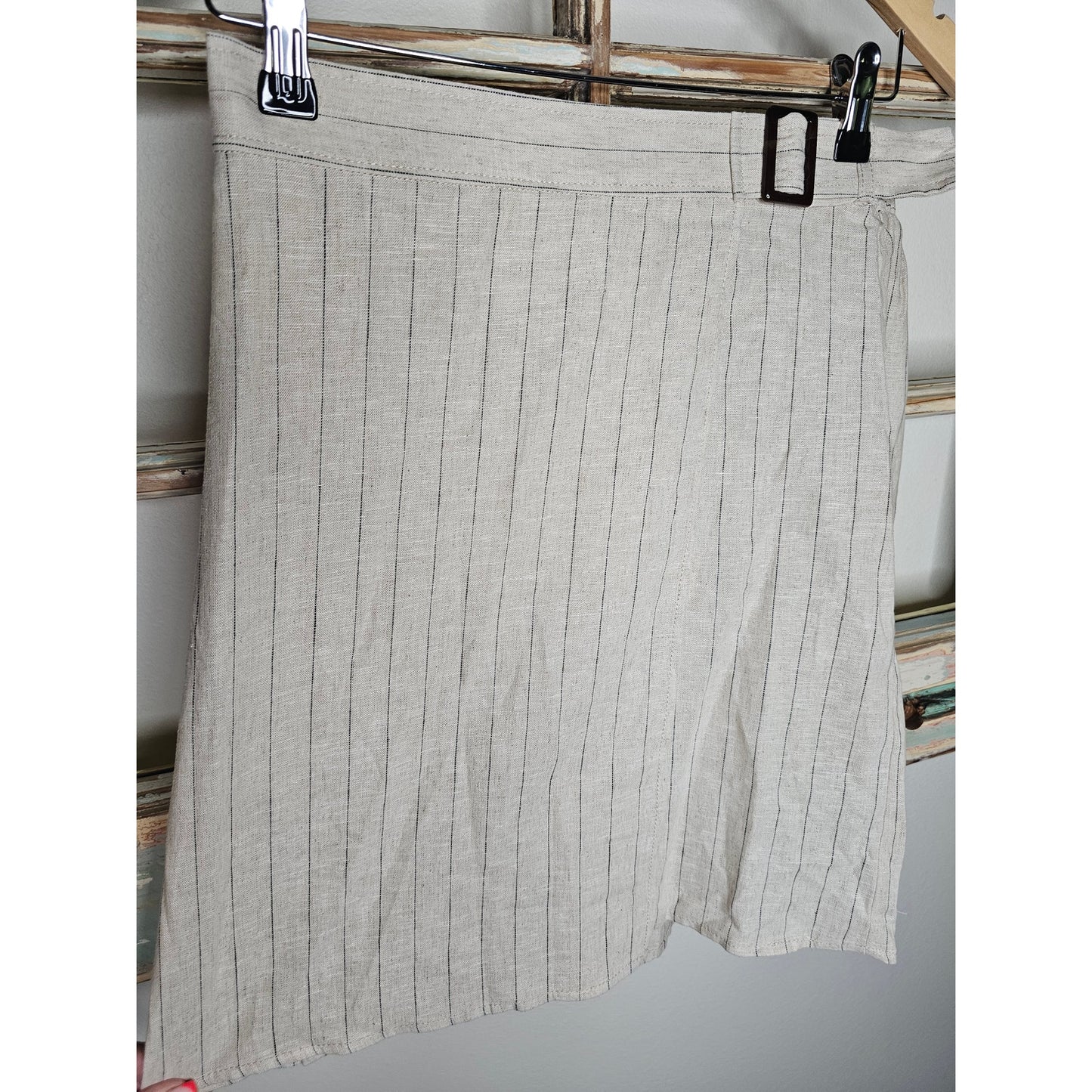 NWT Max Studio Linen Blend Lightweight Pinstripe Mini Skirt Size Small