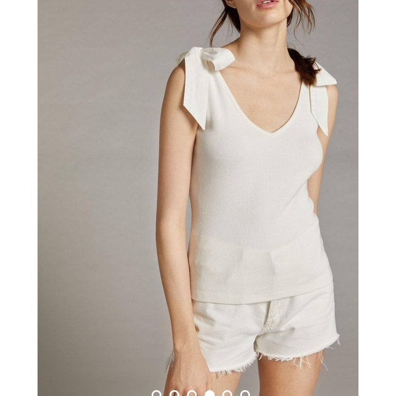 NWT Anthropologie Maeve White Tank Top W/ Bows Ladies size Medium