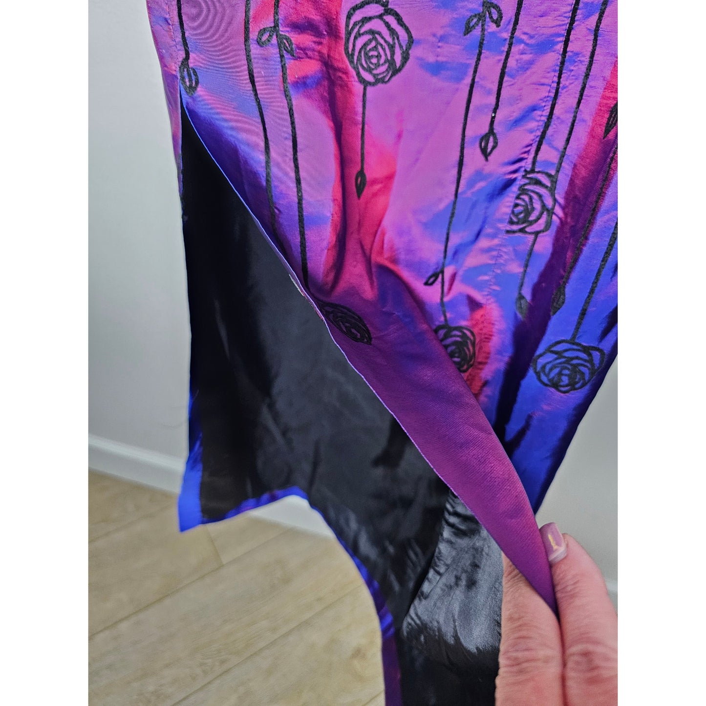 Gunne Sax Vintage Pink/Purple Iridescent Dress W/ Velvet Roses Size 5