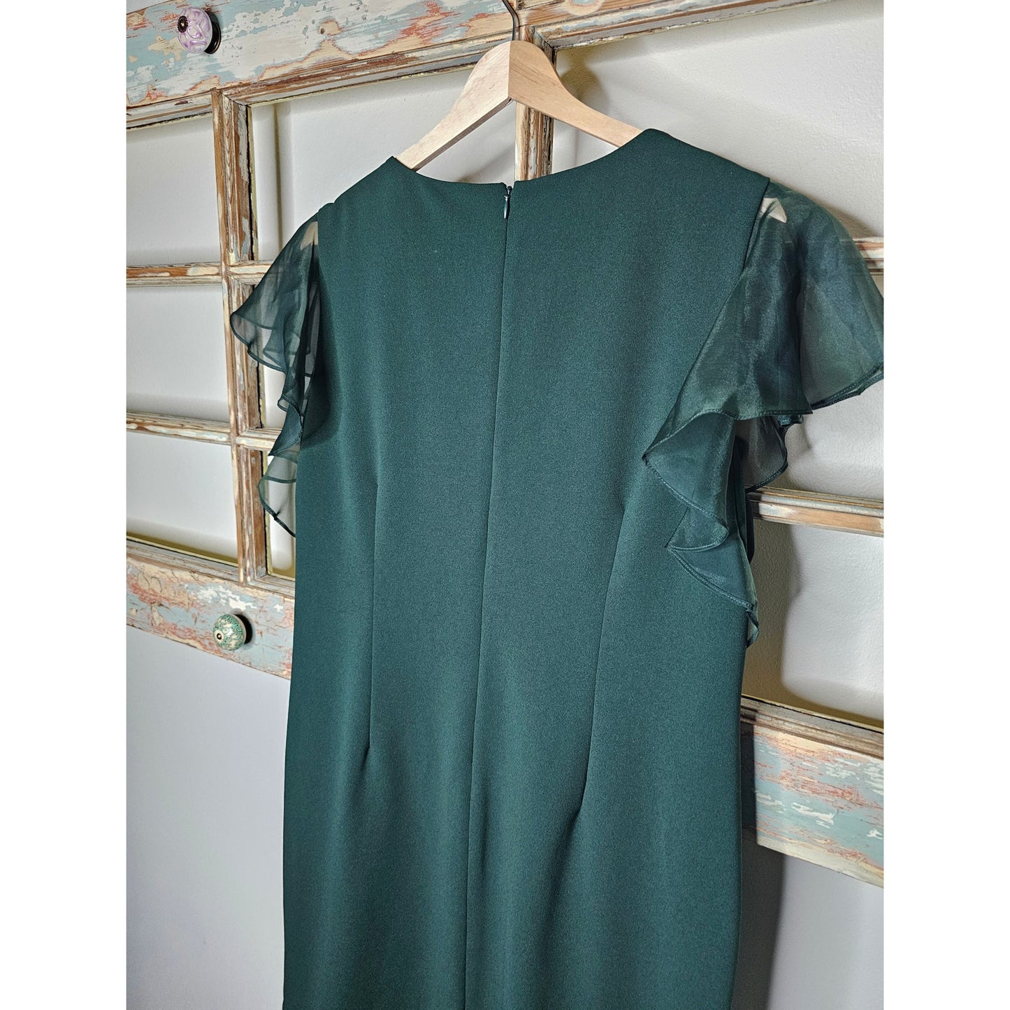 NWT Ralph Lauren Green Ruffled Sleeve Dress size 16