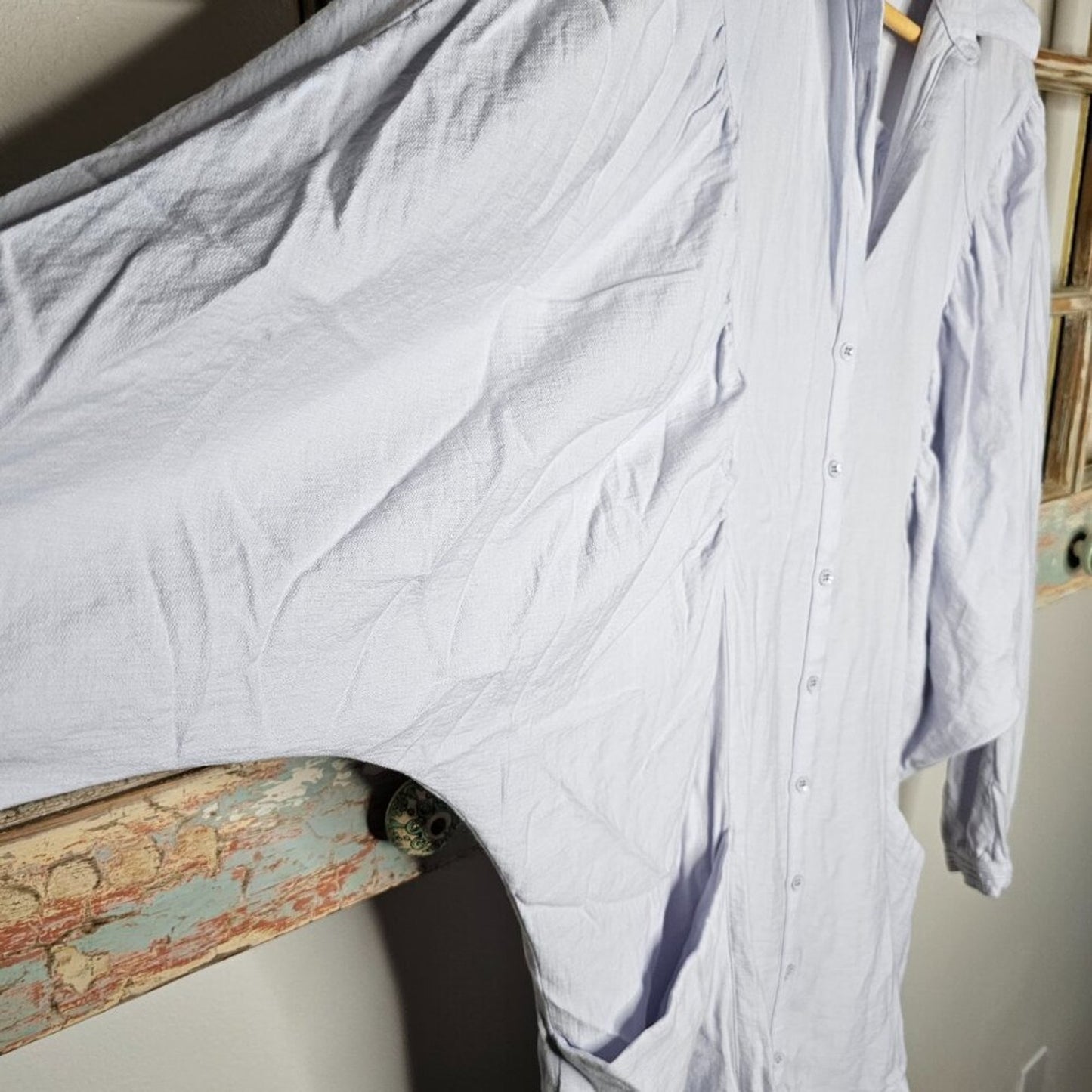 Free People Light Lilac Oversized Button Up W/ Slouchy Pockets Ladies Size Small