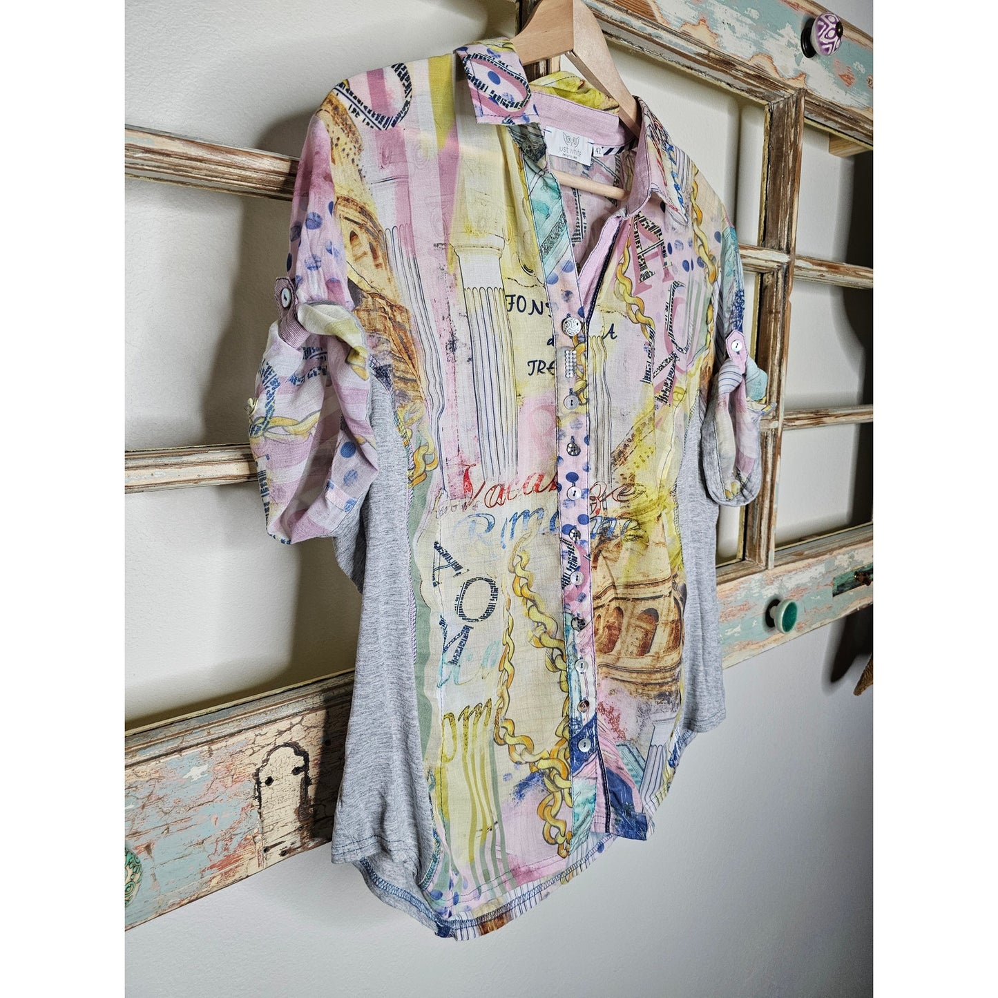 Just White By SE Shortsleeve Lightweight European Top Ladies Size 42/ 16