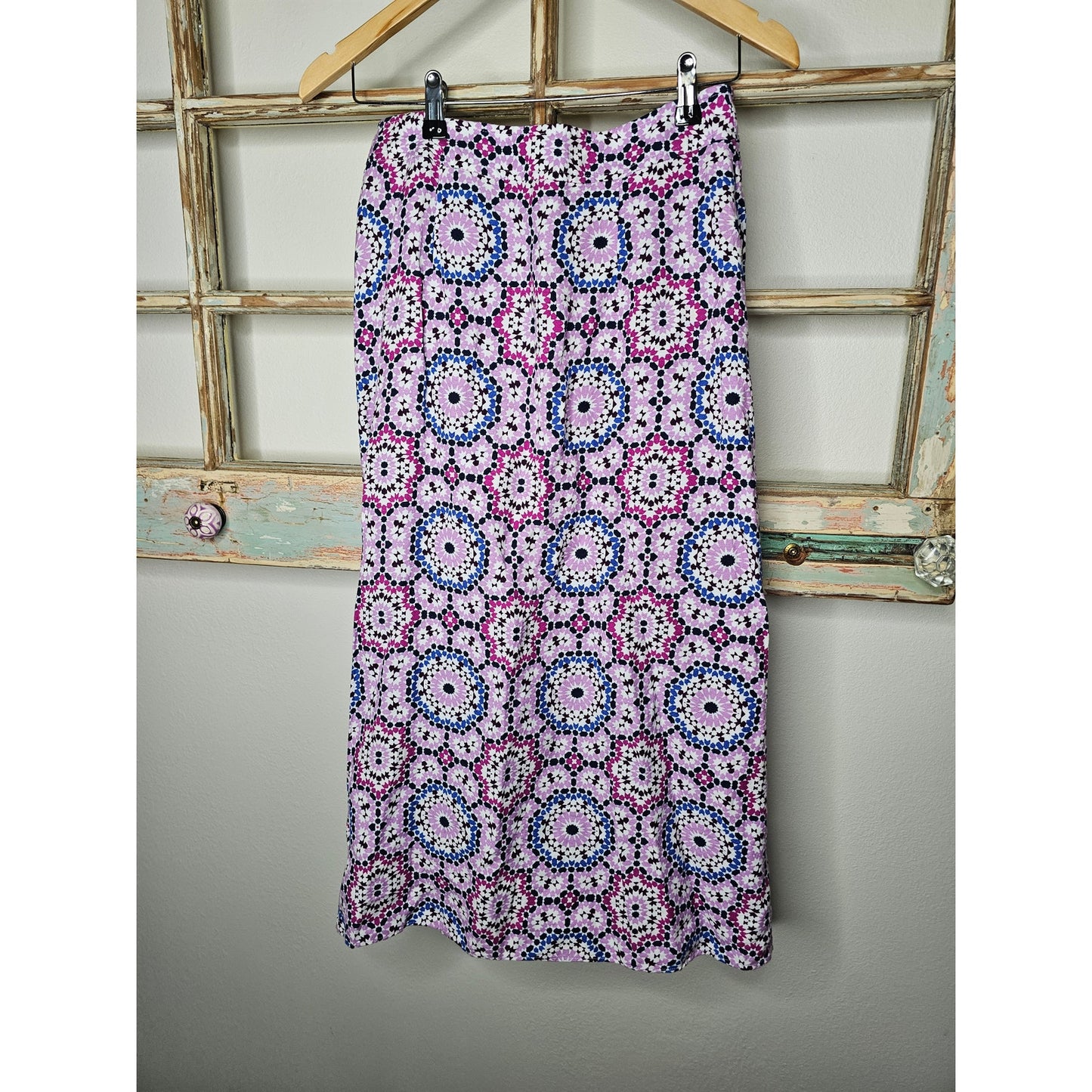 NWT Linen Wrap Midi Skirt Mosaic Design Ladies Size 0