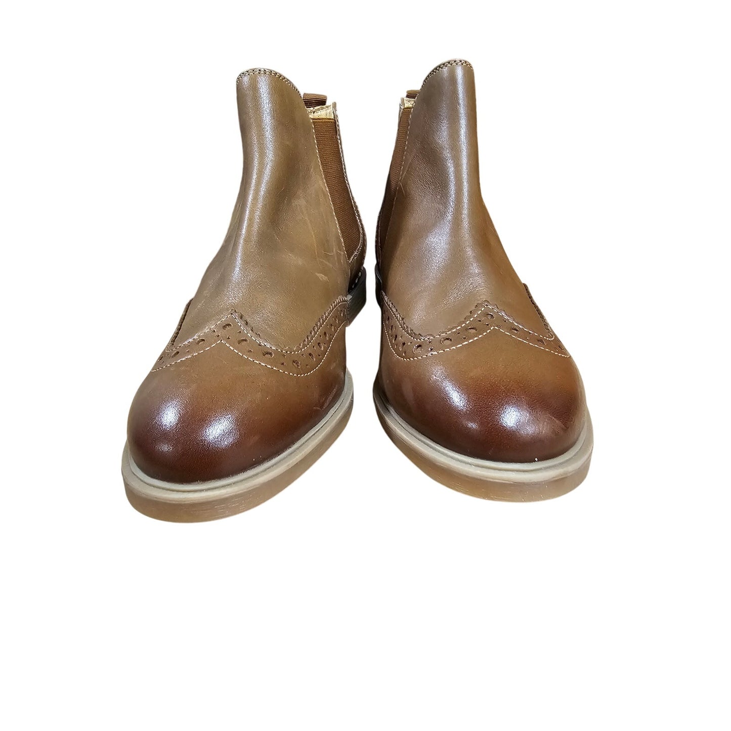 NWT Leather Hush Puppie Bailey Chelsea Boot Brown Booties Ladies Size 7.5 Wide