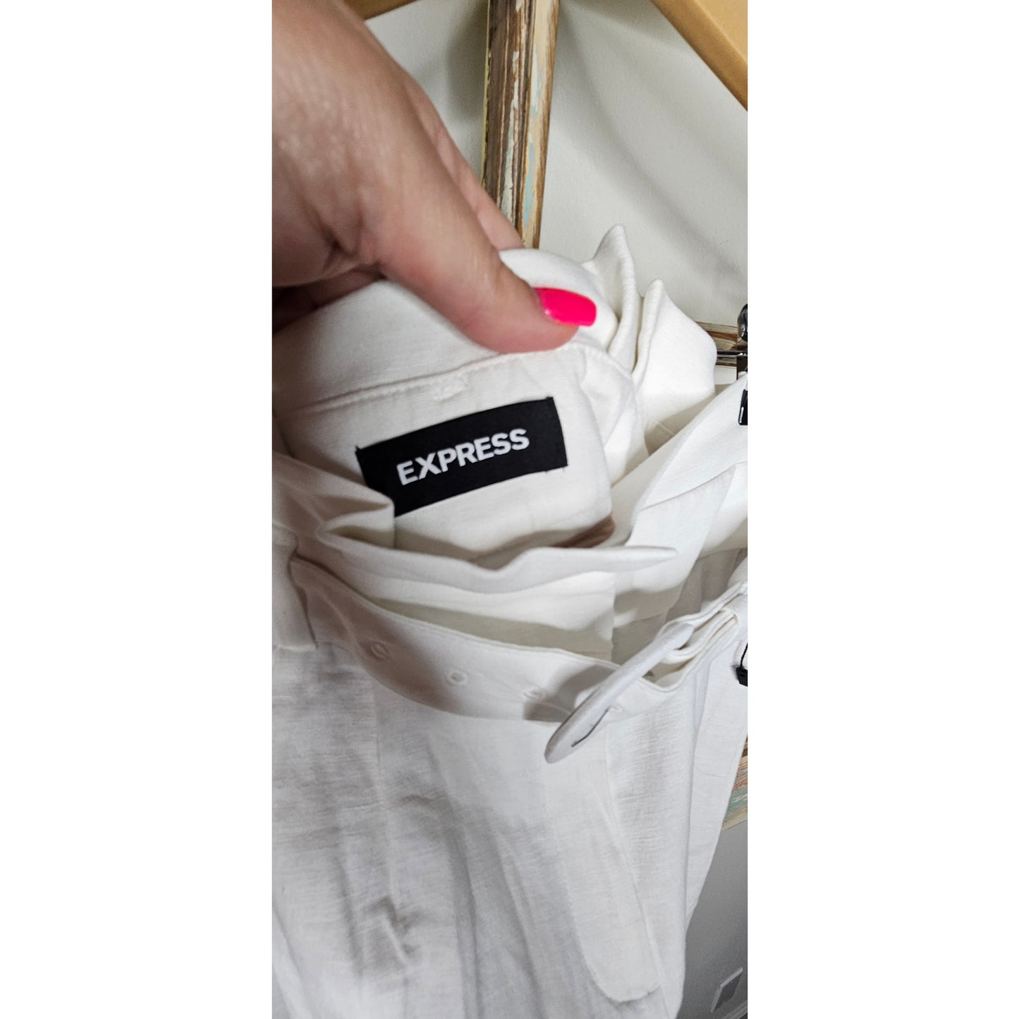 NWT Express White Linen Blend Wide Leg Dress Pants Ladies size 4R