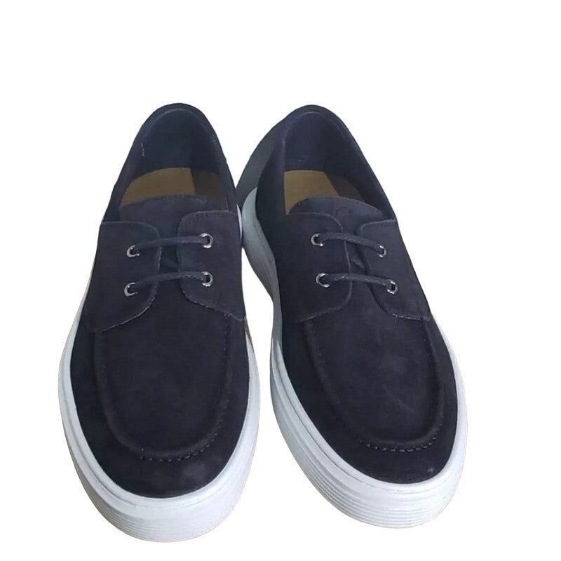 Good Man Brand Navy Blue Leather Suede Portland Boat Shoe Size 12