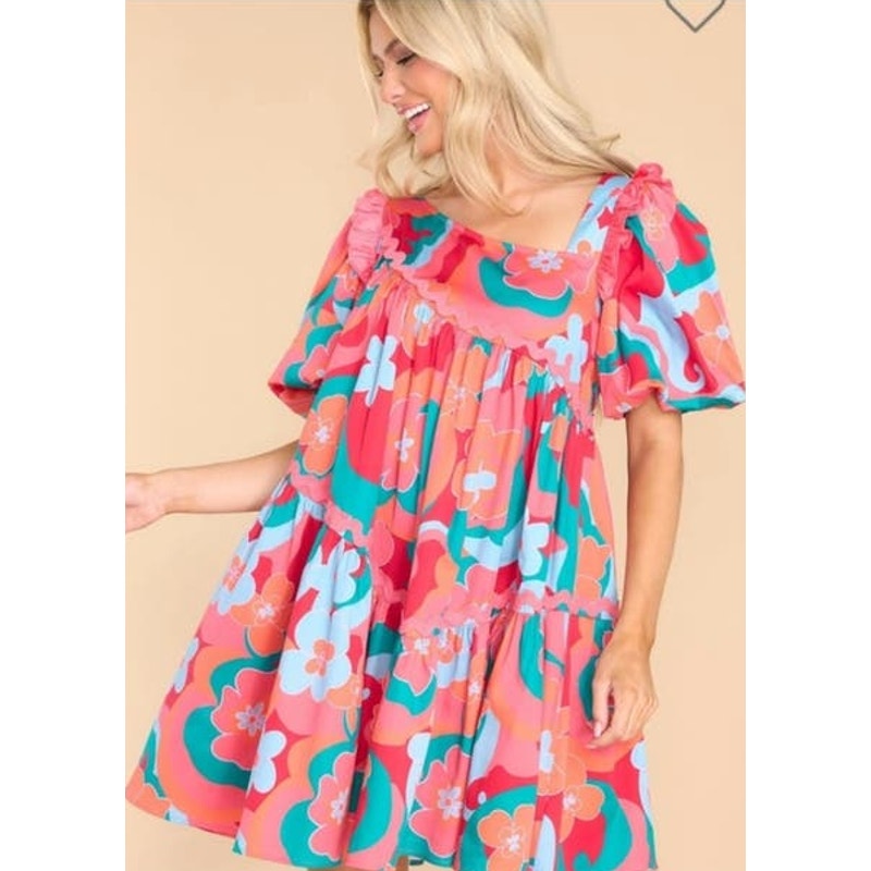 NWT Alden Adair Chandler Trippy Mini Babydoll Dress Size XS