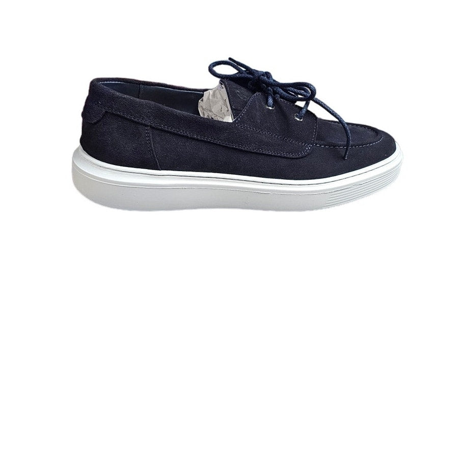 Good Man Brand Navy Blue Leather Suede Portland Boat Shoe Size 12