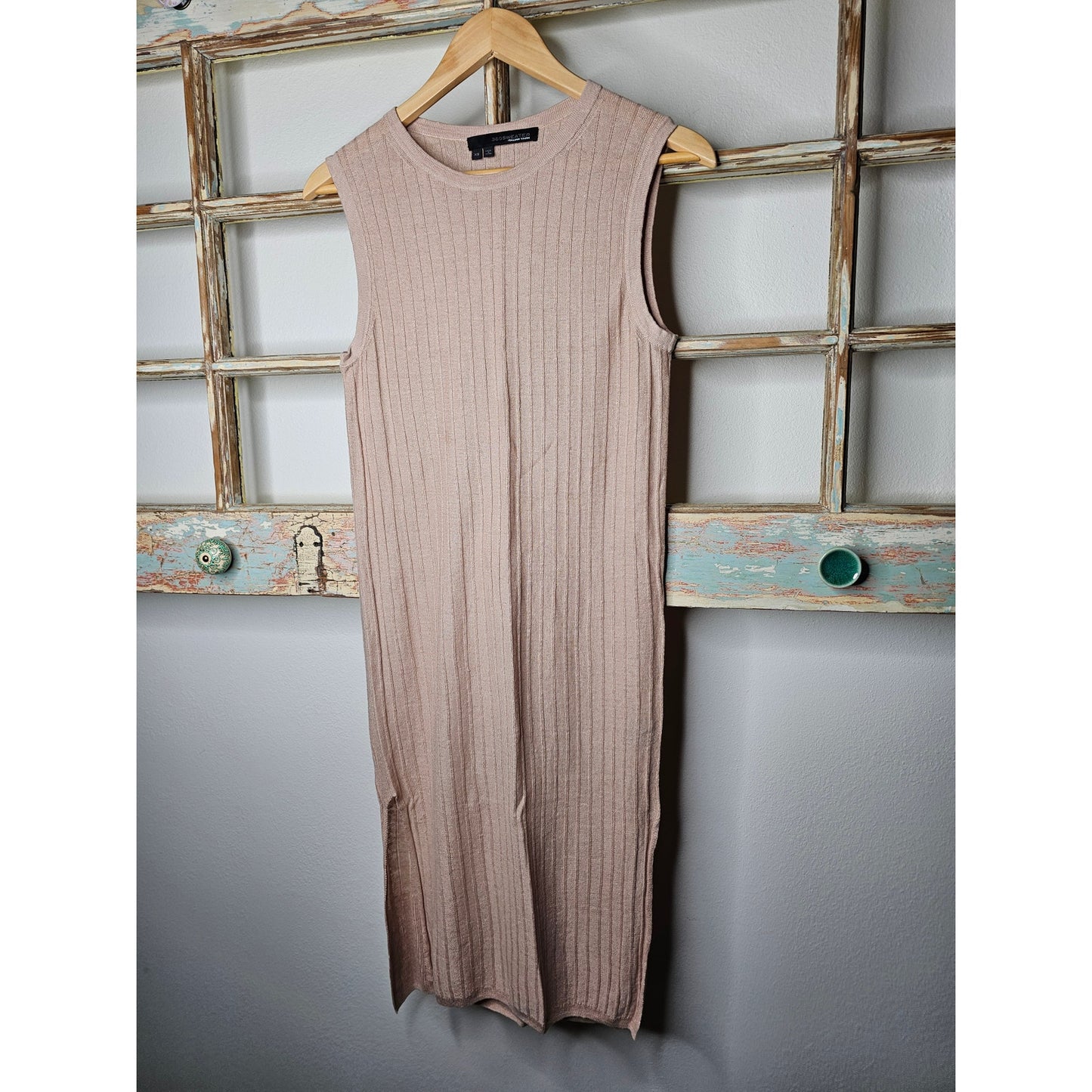 Linen 360 Linen Italian Yarn Midi Column Dress with Side Slits Size XS