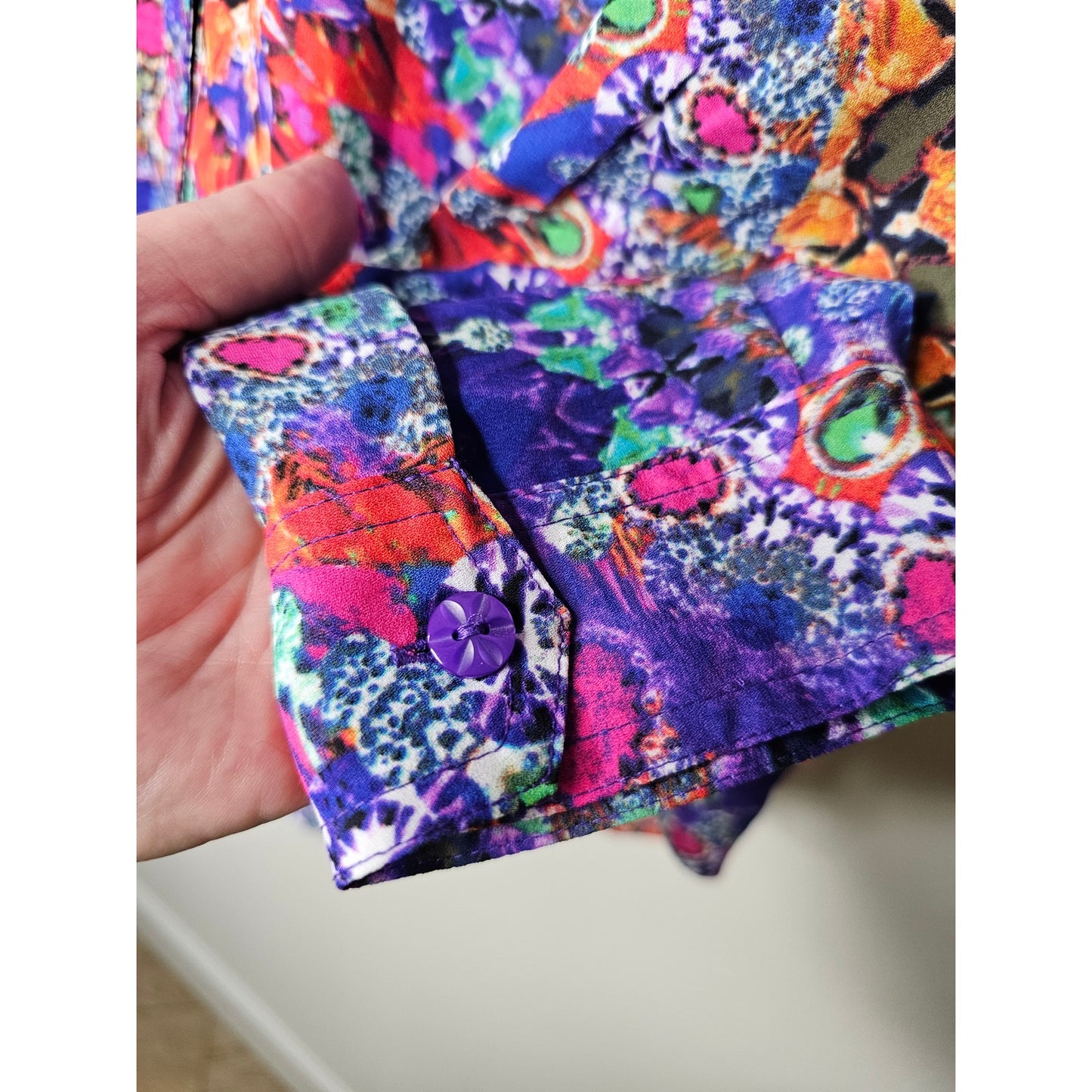 L'Amour Nanette Lepore Vibrant Abstract Button Up Blouse Size XL