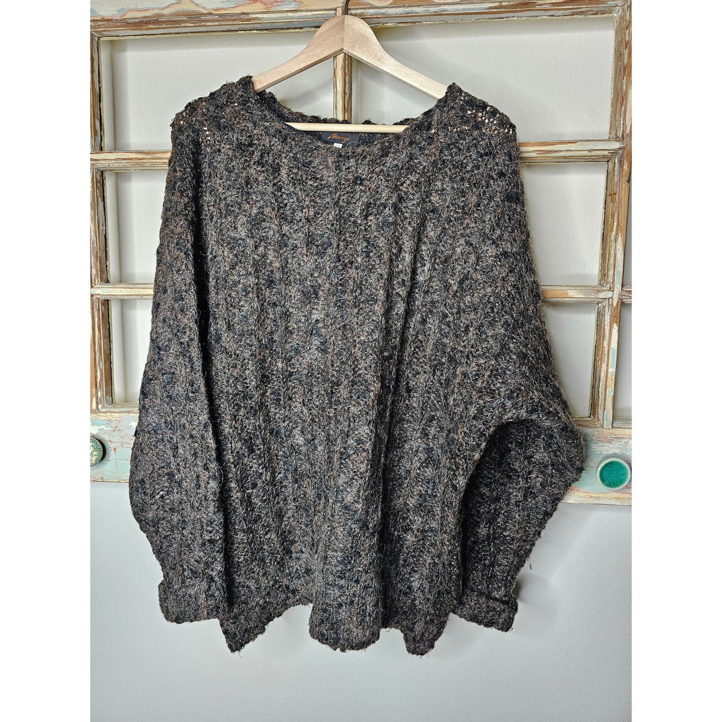 Margo Black Brown Animal Hair Long Sleeve Sweater Ladies size XL