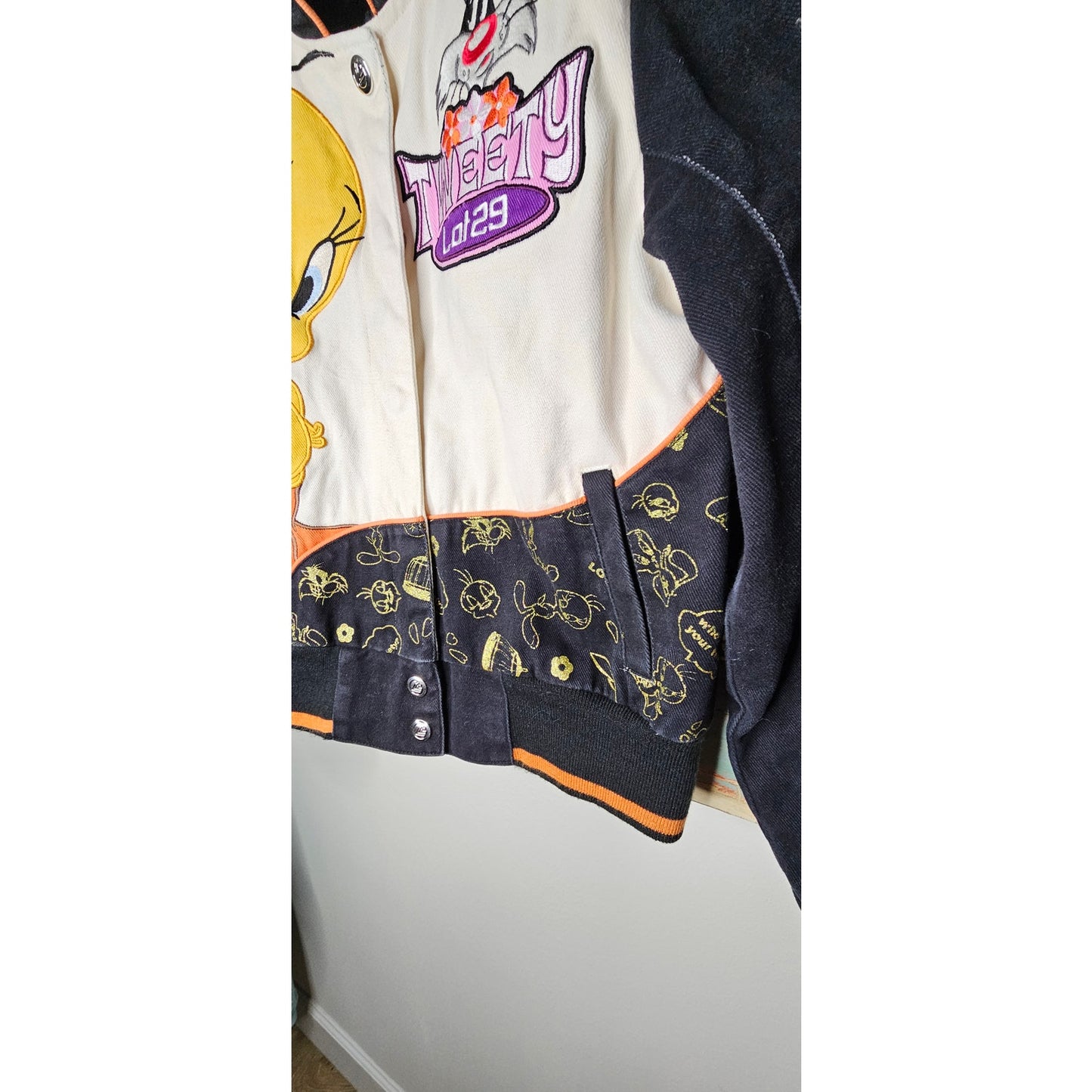 Looney Tunes Tweety Bird Sylvester Embroidered Racing Lot29 Youth large Jacket