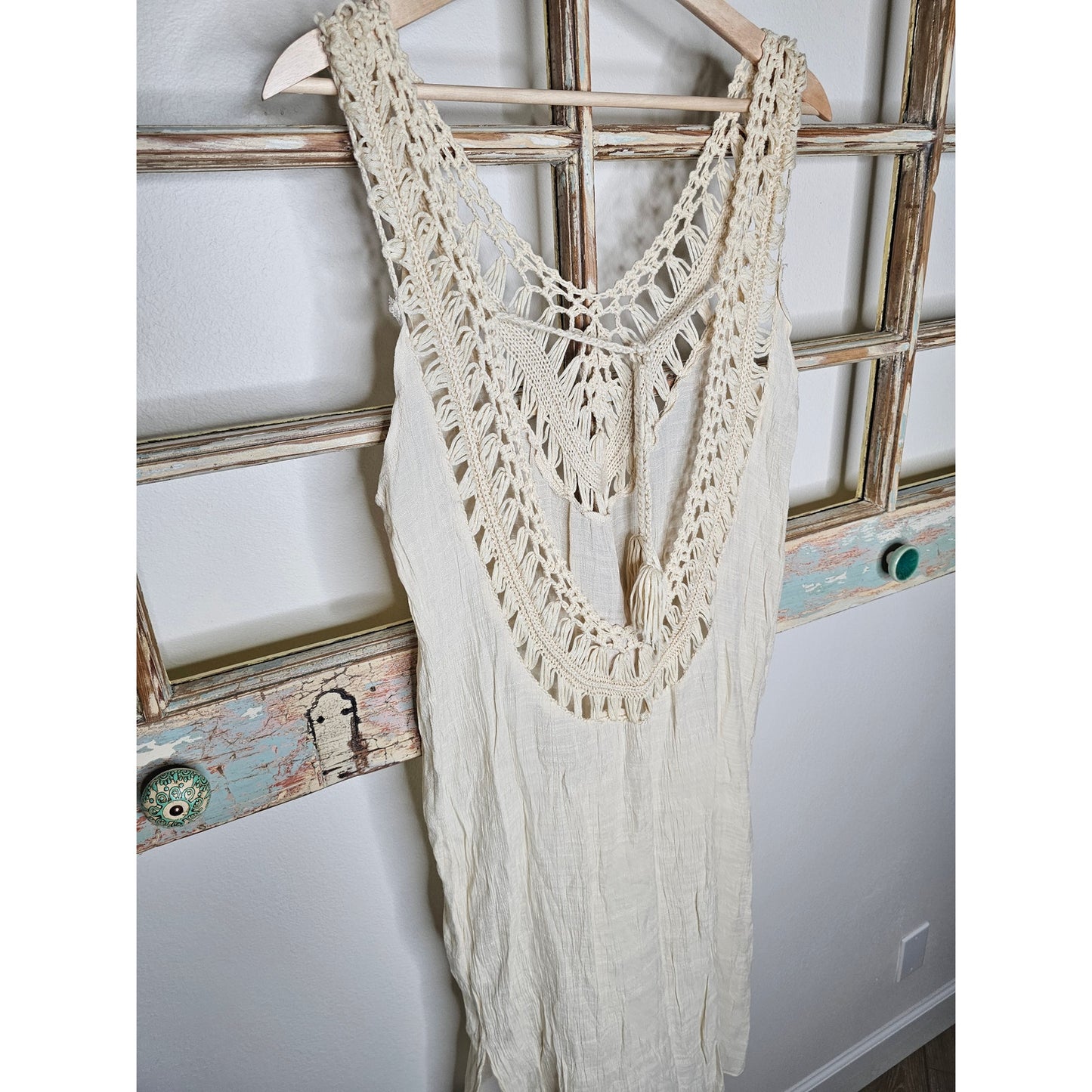 Floerns Women's Sleeveless V Neck Slit Hem Crochet Cover Up Dress size Medium