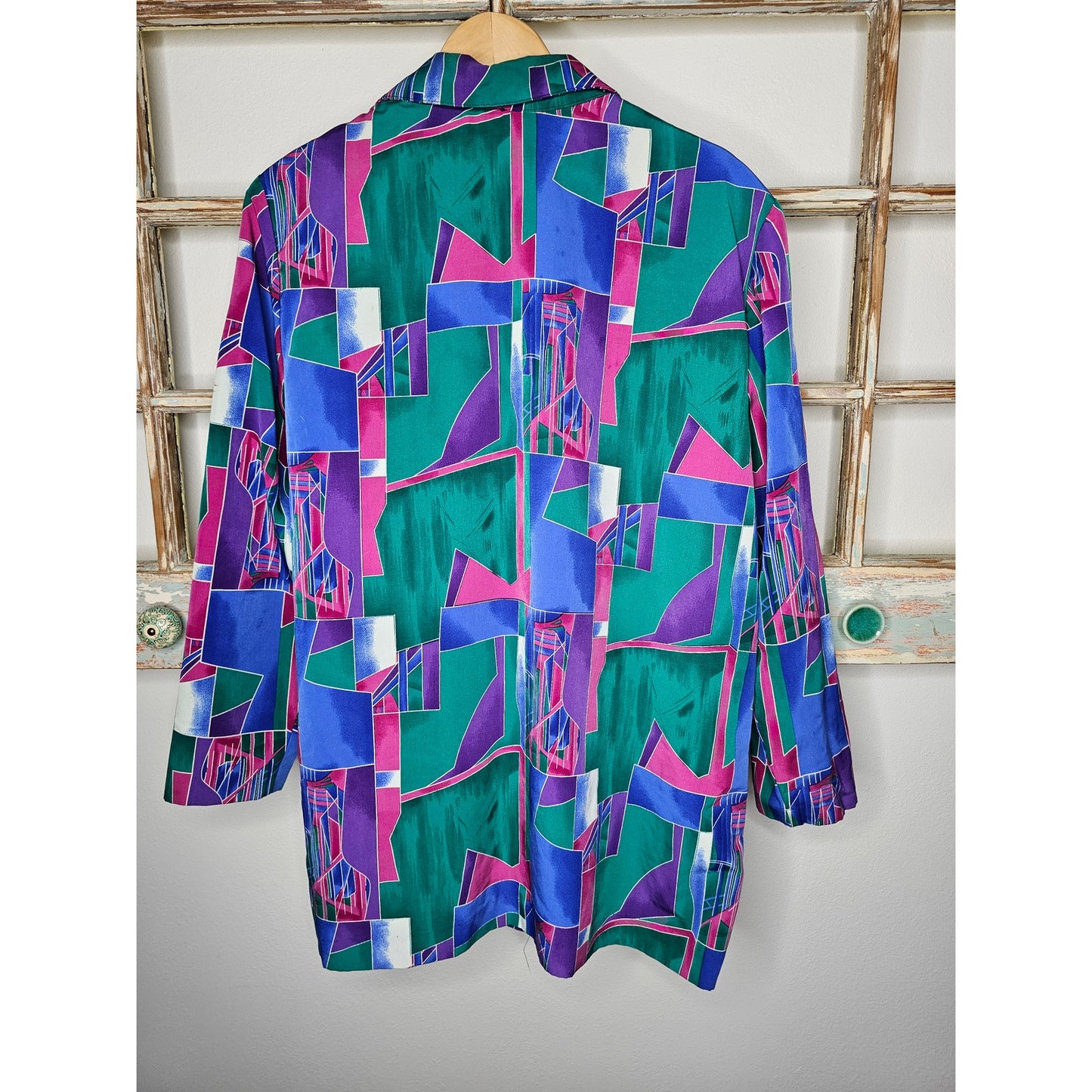 Vintage Vibrant Geometric Button Front Blazer Ladies size 1X
