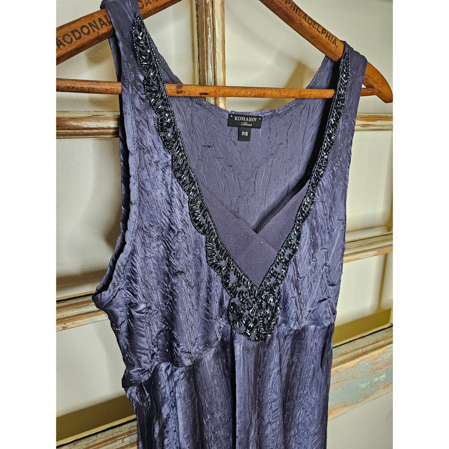 Komarov Blue Sleeveless lightweight Handkerchief Hem Ladies Dress size Small