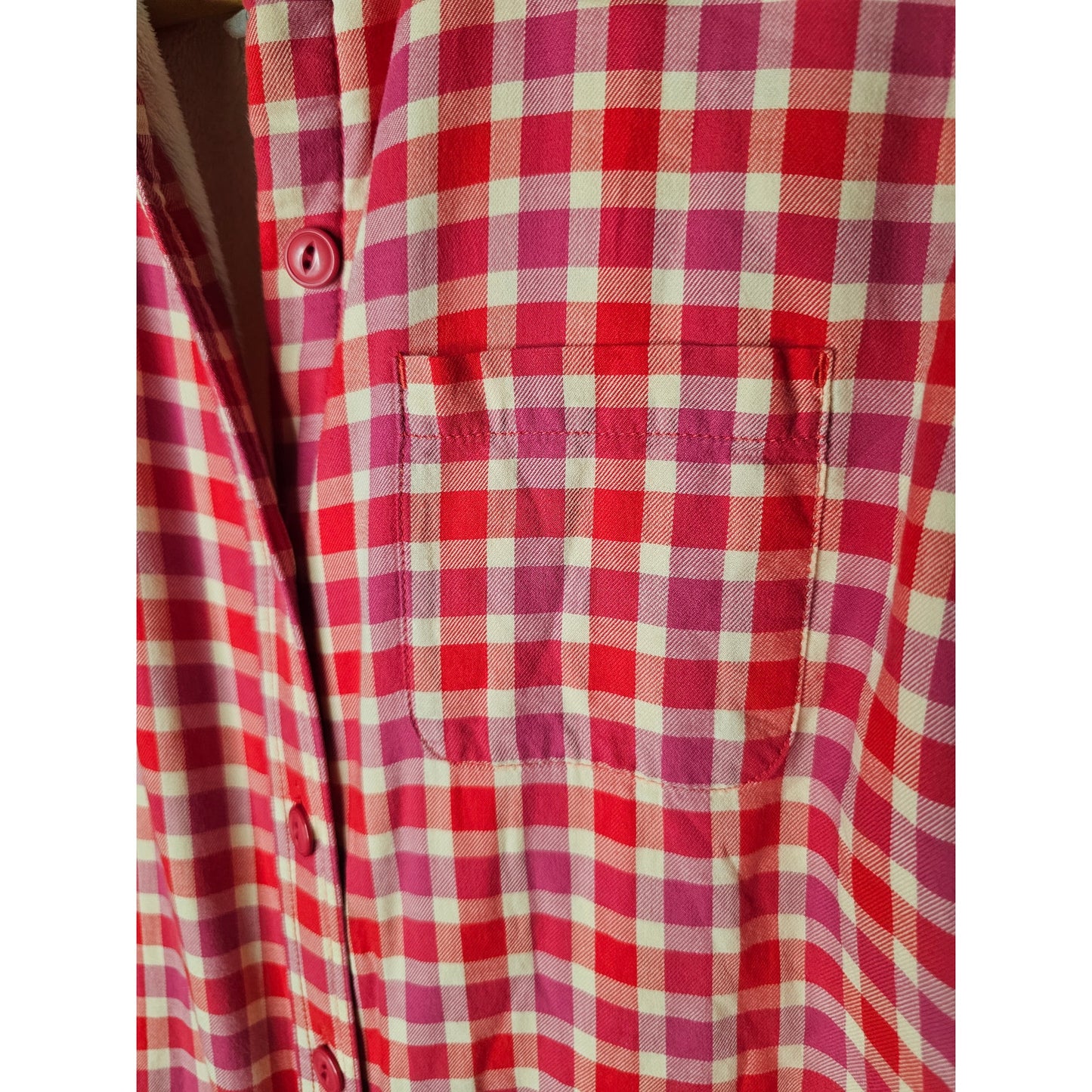 L .L. Bean Sherpa Womens Fleece Vibrant Plaid Lined Button Up Size Small