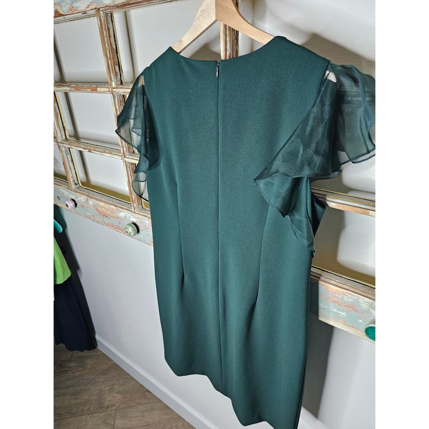 NWT Ralph Lauren Green Ruffled Sleeve Dress size 16