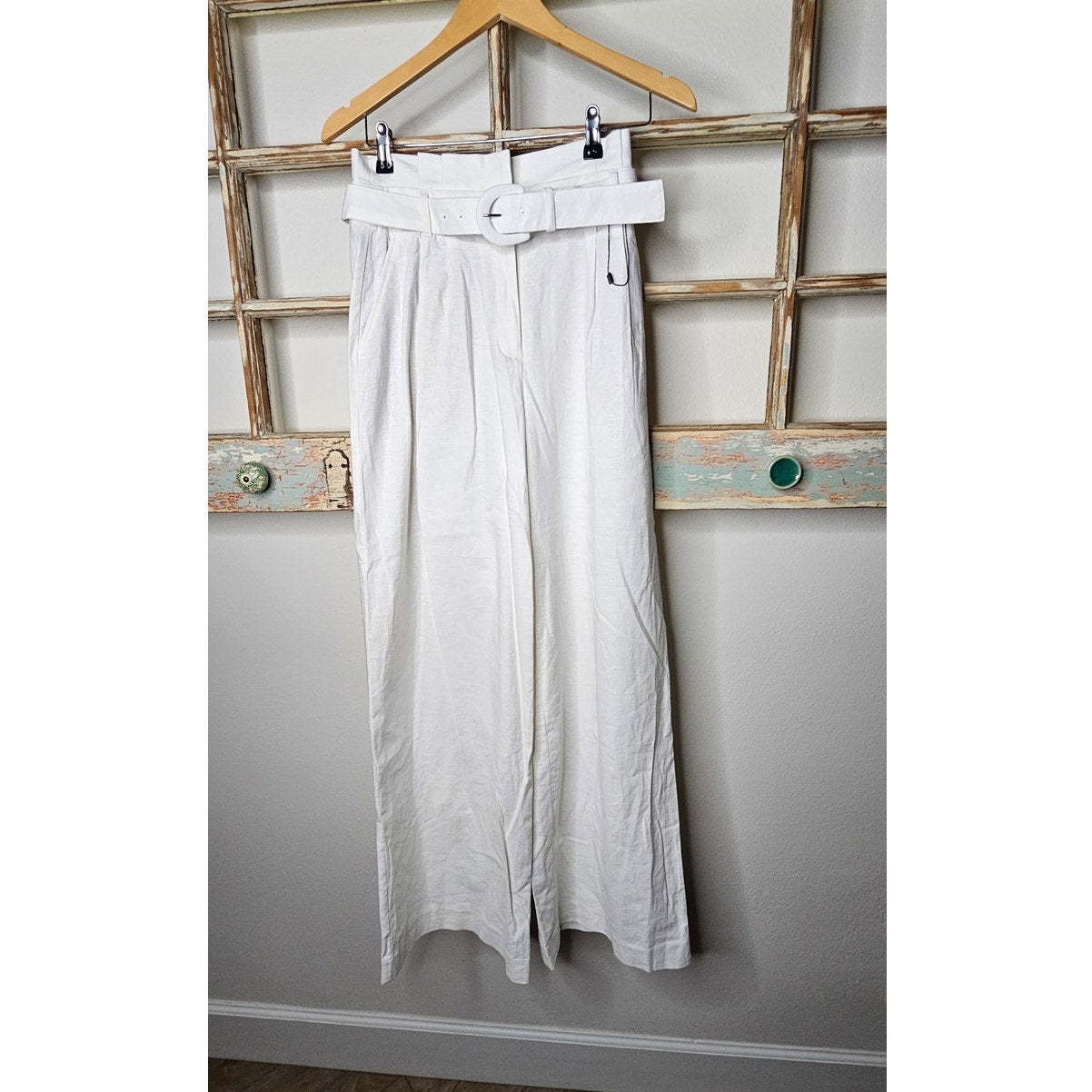 NWT Express White Linen Blend Wide Leg Dress Pants Ladies size 4R