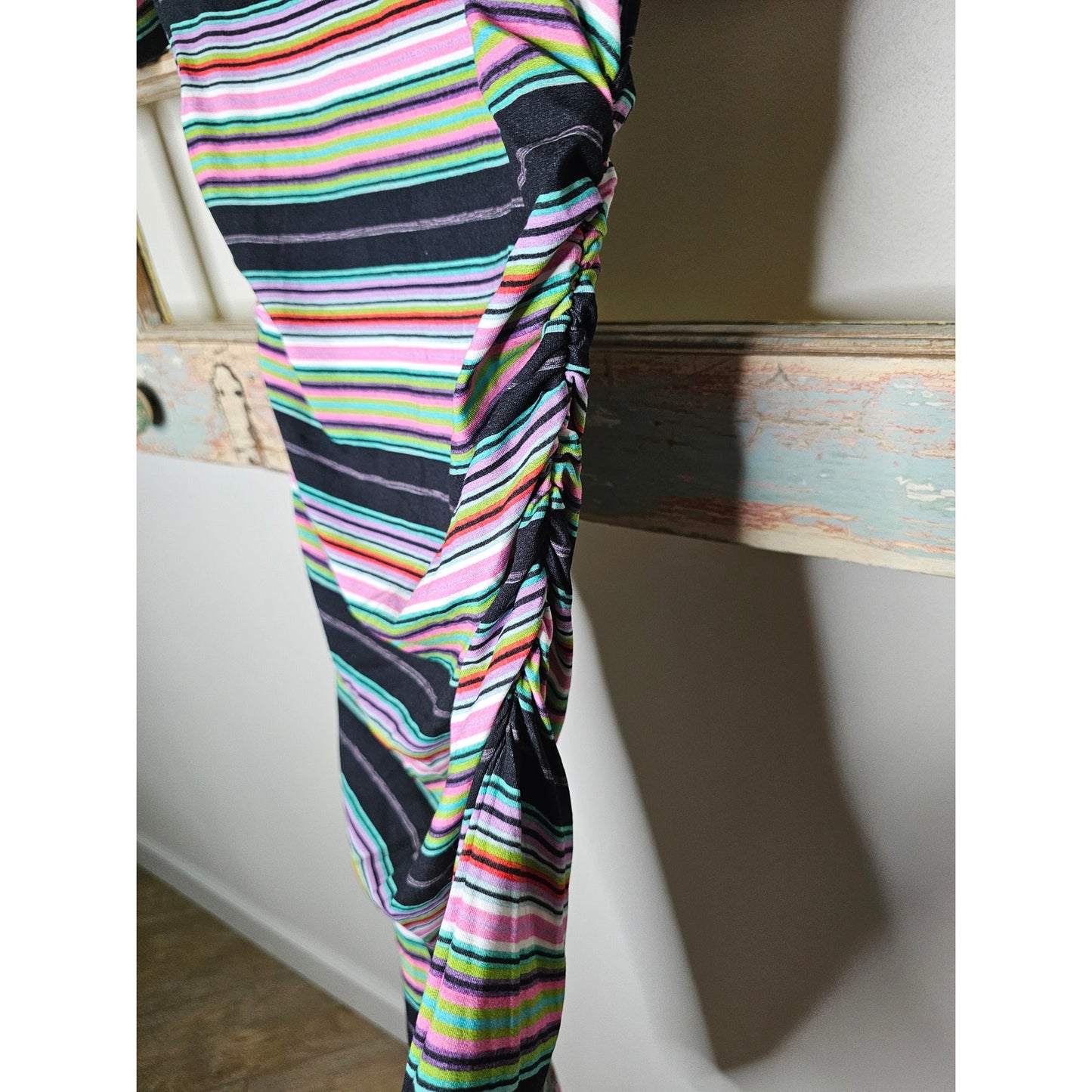 NWT Artelier Nicole Miller Ladies size Medium Striped Cold Shoulder Dress
