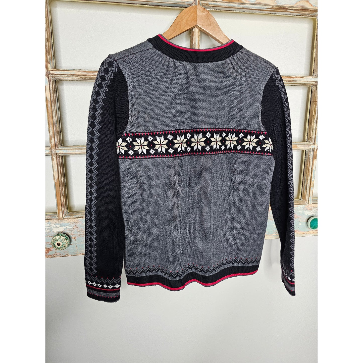 Hanna Anderson Fair Isle Colorblock 1/3 Zip Sweater Ladies size small
