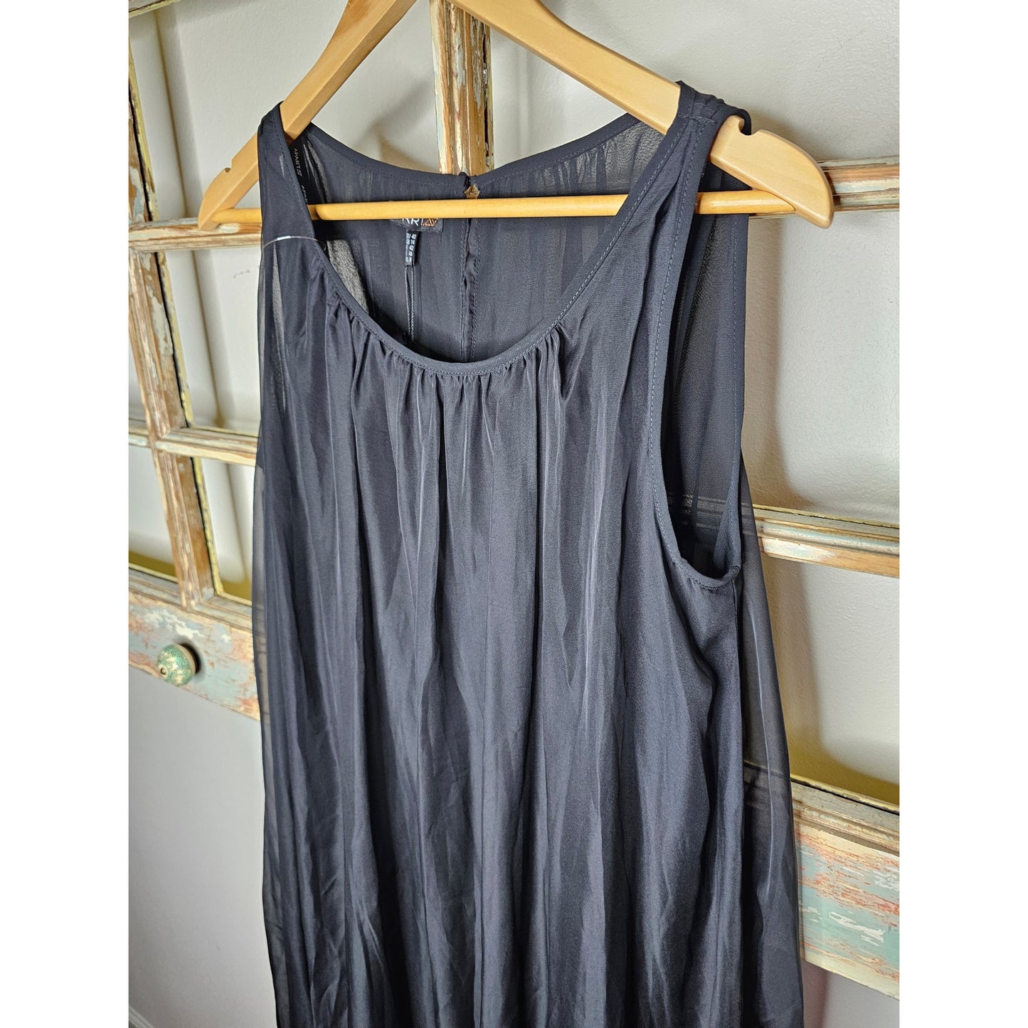 NWT APART Black Sleeveless Dress slip dress with Sheer overlay Size 8