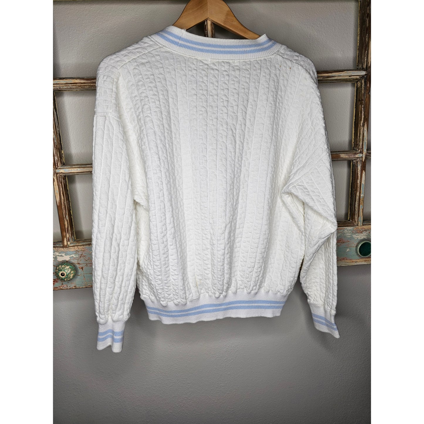 Vintage Cable Knit Button Up Cotton Cardigan Ladies size Small