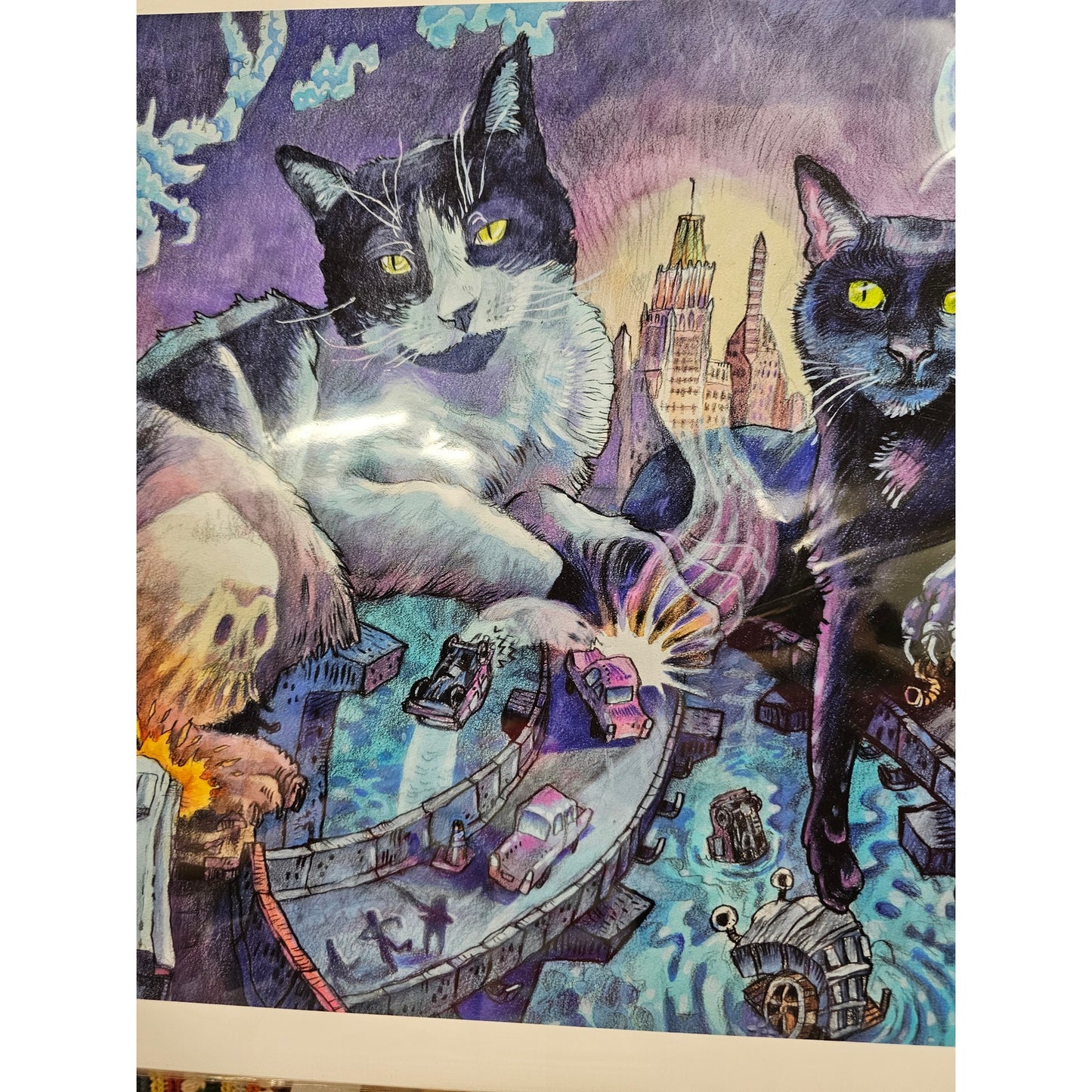 Spencer Beals 16 X 20 Cats on I-95 Baltimore Print in Plastic