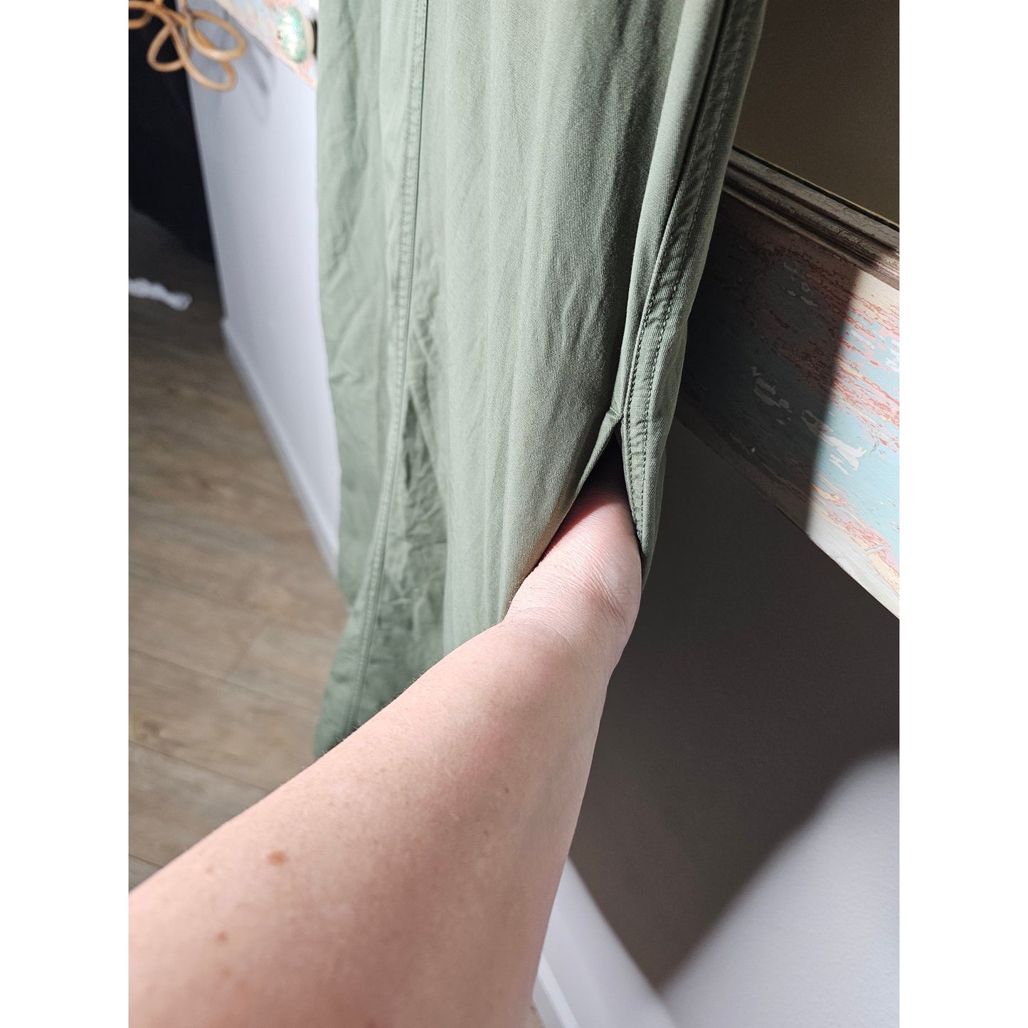 Gap Army Green Shirttail Hem Dress Ladies Size XS with pockets
