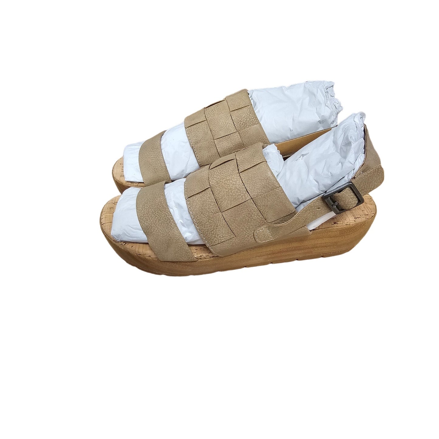 NWOB Korks Fraya natural Leather Comfort Wedge Sandals Ladies size 8