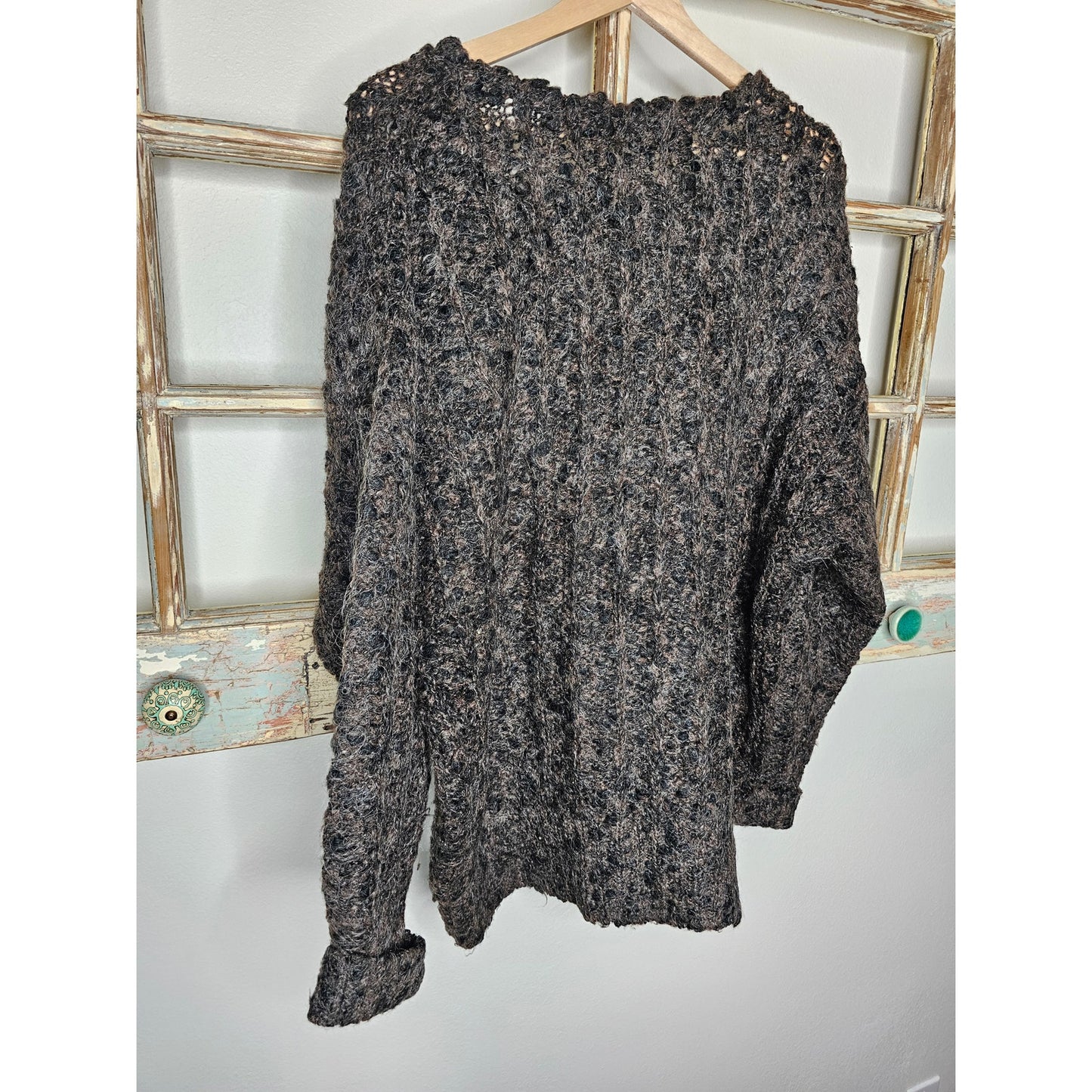 Margo Black Brown Animal Hair Long Sleeve Sweater Ladies size XL