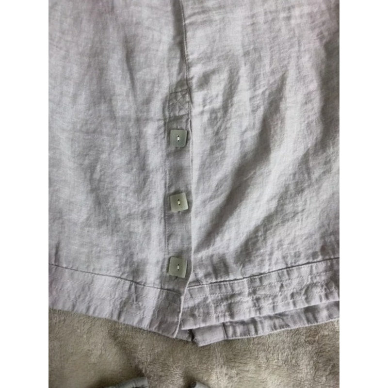 Tahari 100% Linen Sleeveless V-Neck Dress Tie Waist Midi Side Slits Size Small