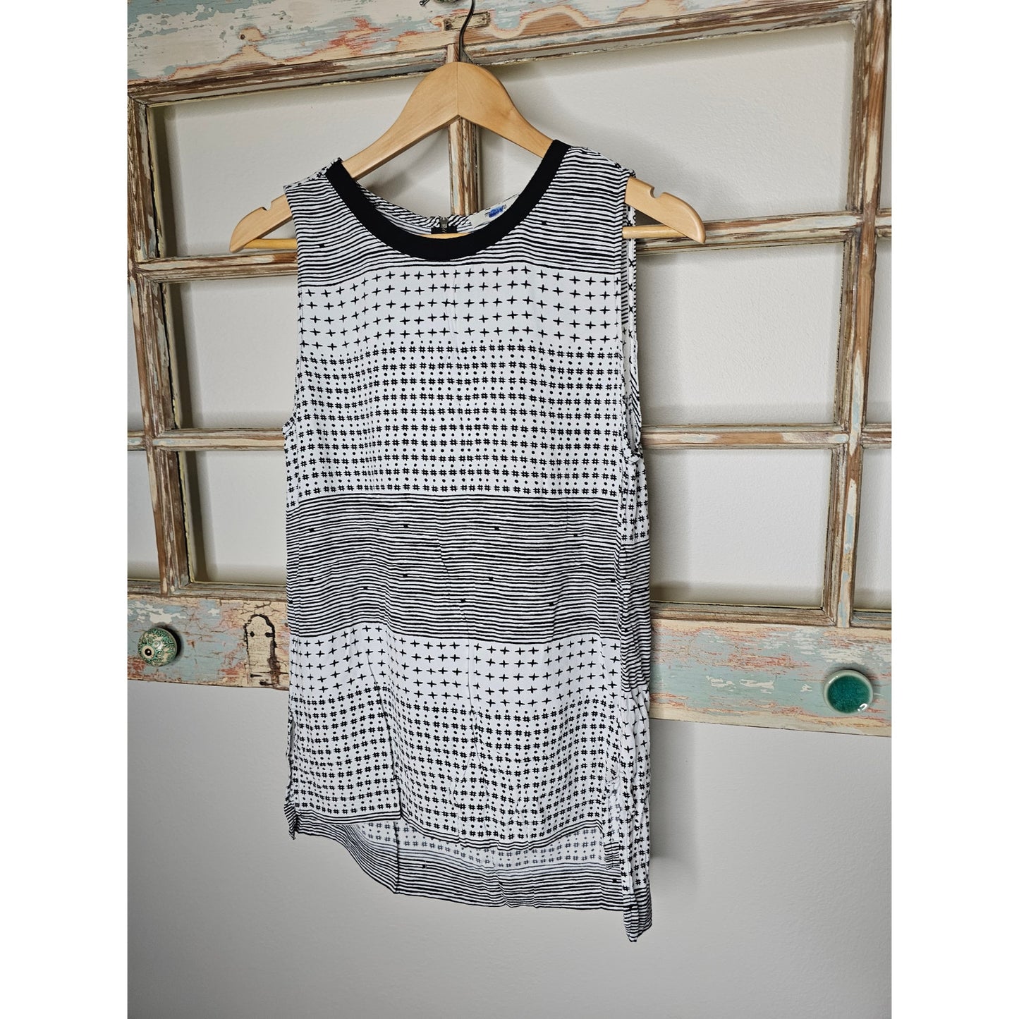 Madewell Black/White Refined Tank Top Hashtag Stripe Ladies size Medium