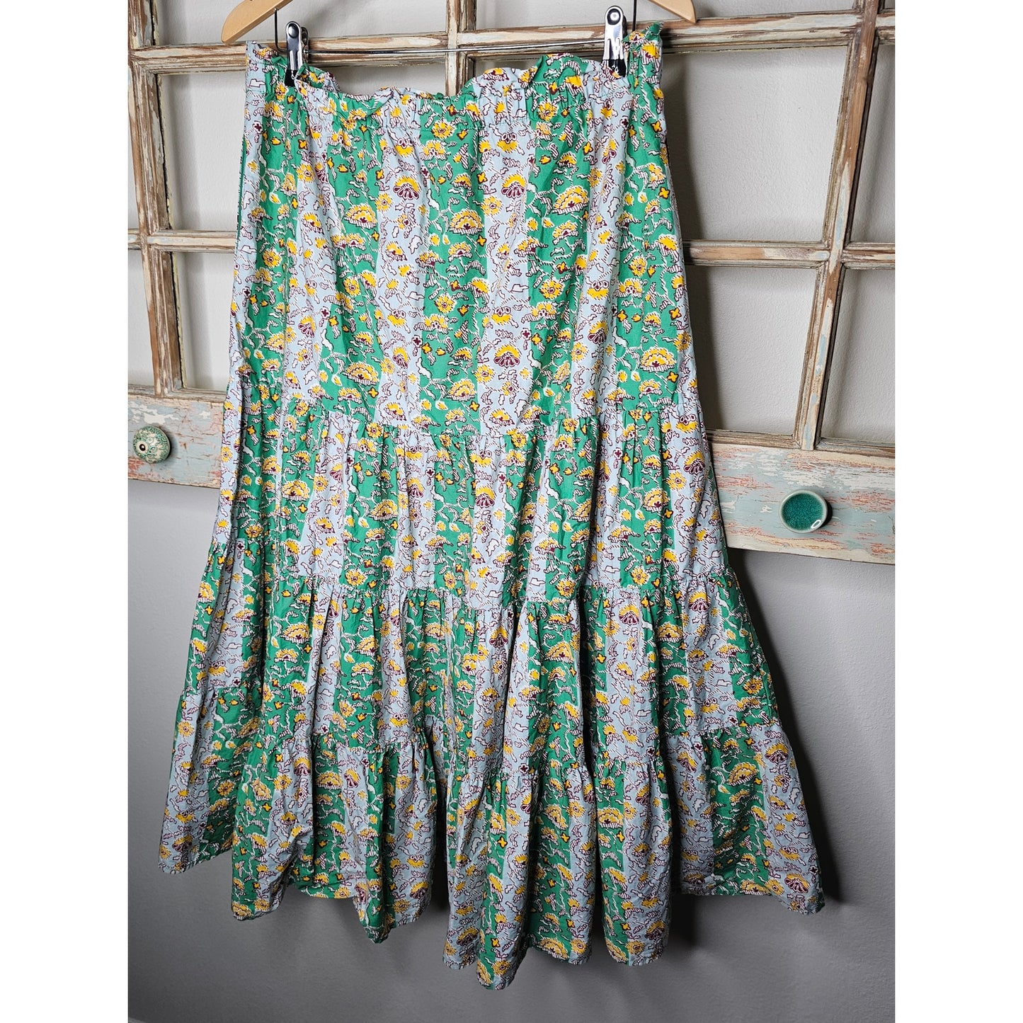 Rhode X Target Green Floral Maxi Skirt with Elastic Waistband Size L NWT
