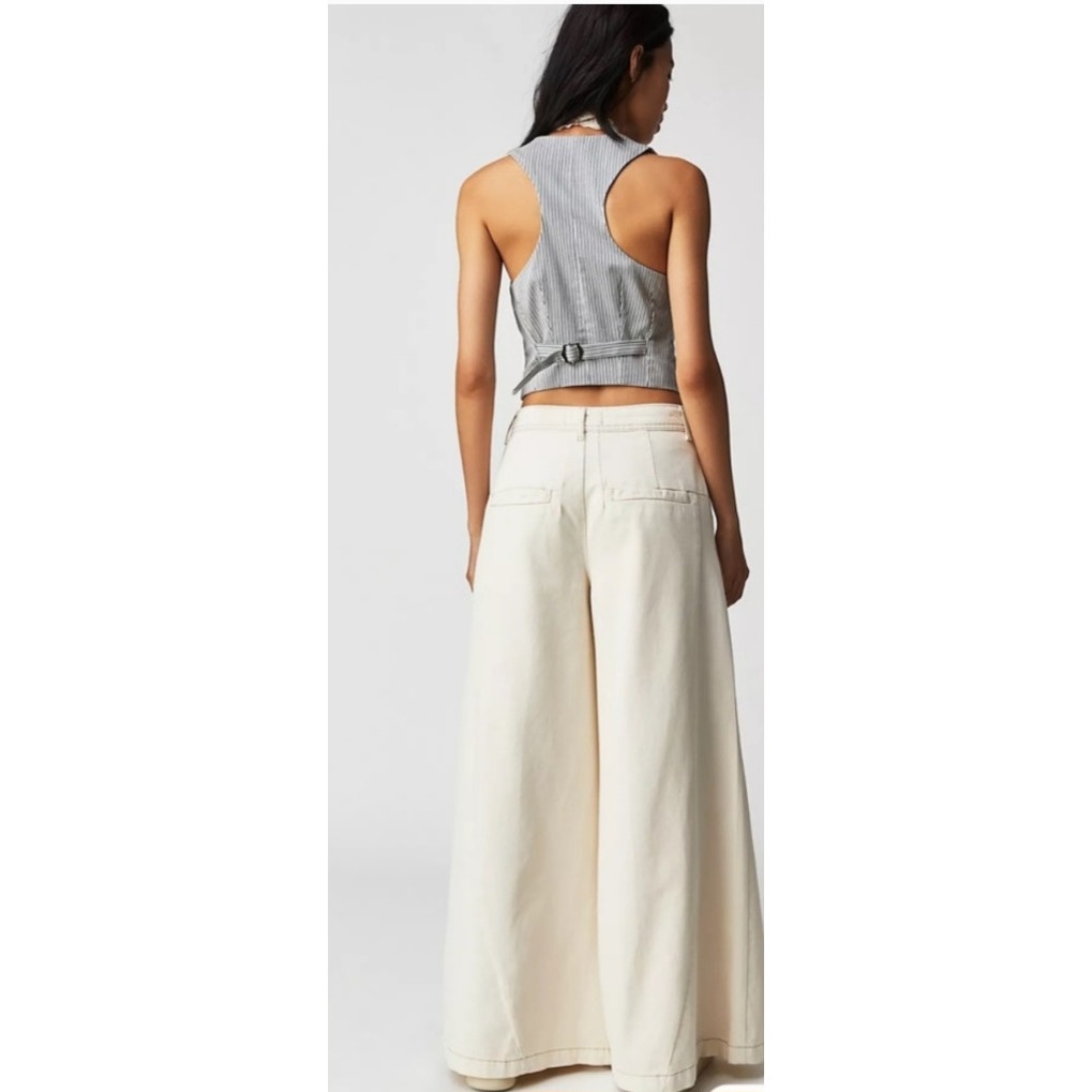 NWT Wide Leg Denim Ecru Pants / Jeans Ladies size XS