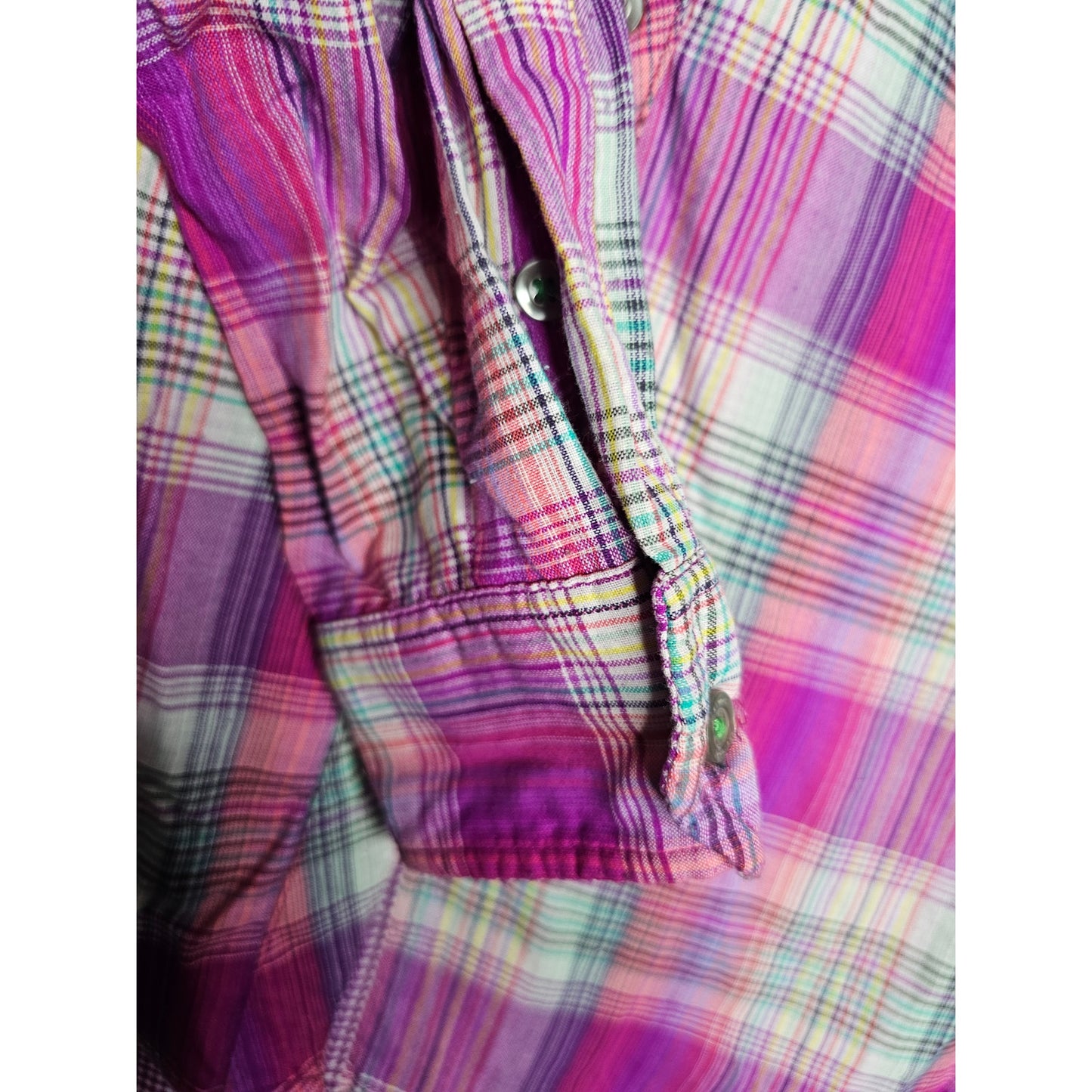Marmot Magenta Plaid Button Up Long Sleeve Top Ladies size Large
