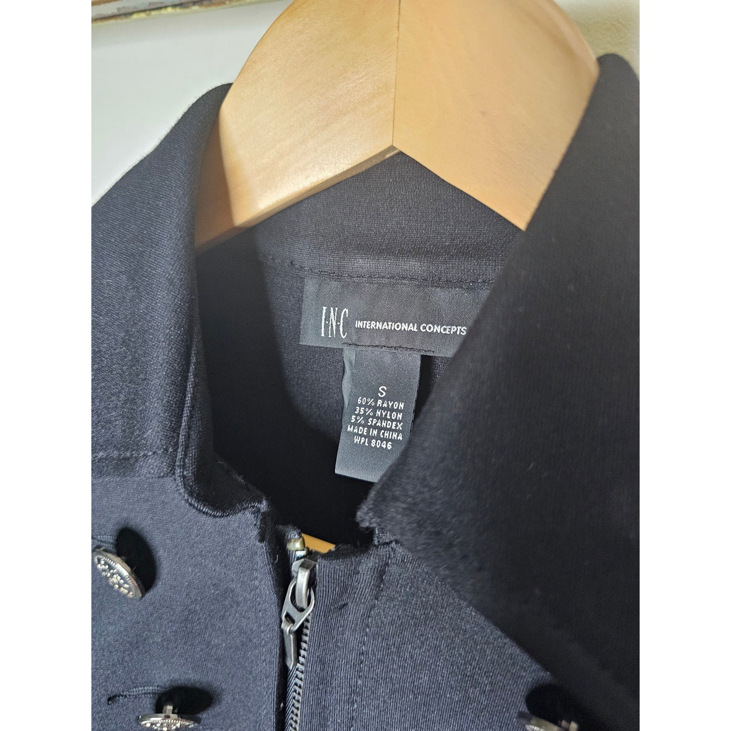 INC International Concepts Black Zip Front Military Jackets Size Small